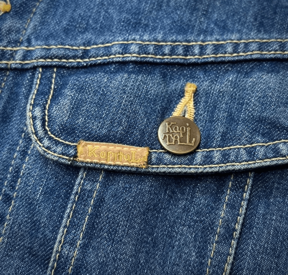 Kapital 14oz Denim Westerner LONG Washed Smiley Logo Denim Jacket Size US M / EU 48-50 / 2 - 7 Thumbnail