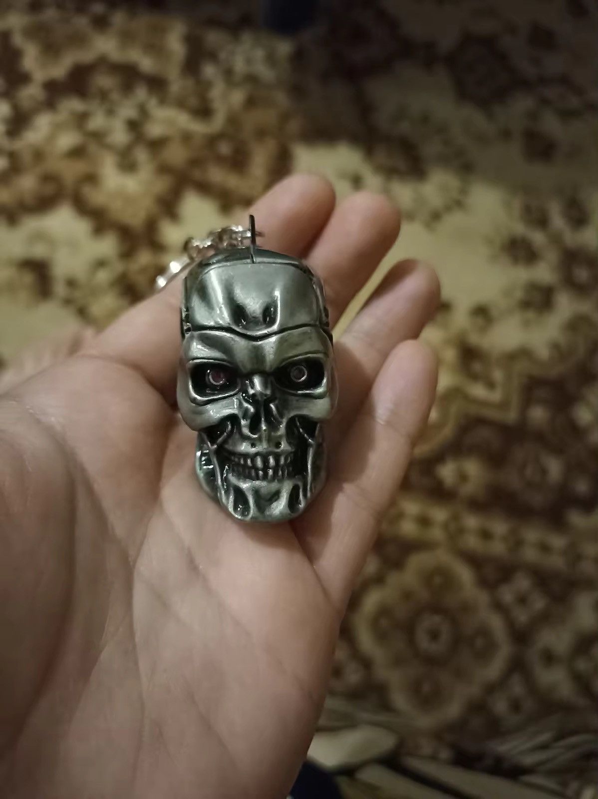 Jewelry Skull Head Keychain in Silver, Men's