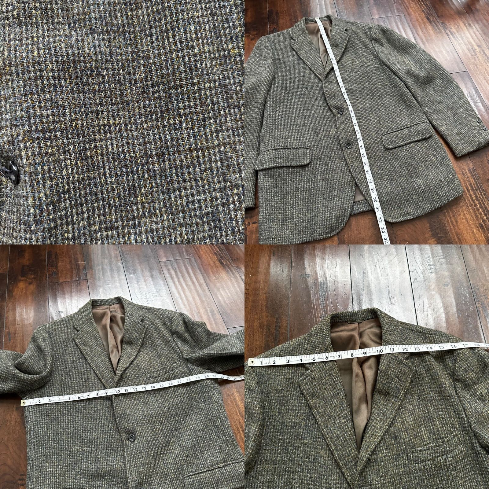 Harris Tweed Vintage Harris Tweed Men's Blazer Jacket 42 Wool Single-Breasted Gray 70s Sports Size 42R - 8 Thumbnail