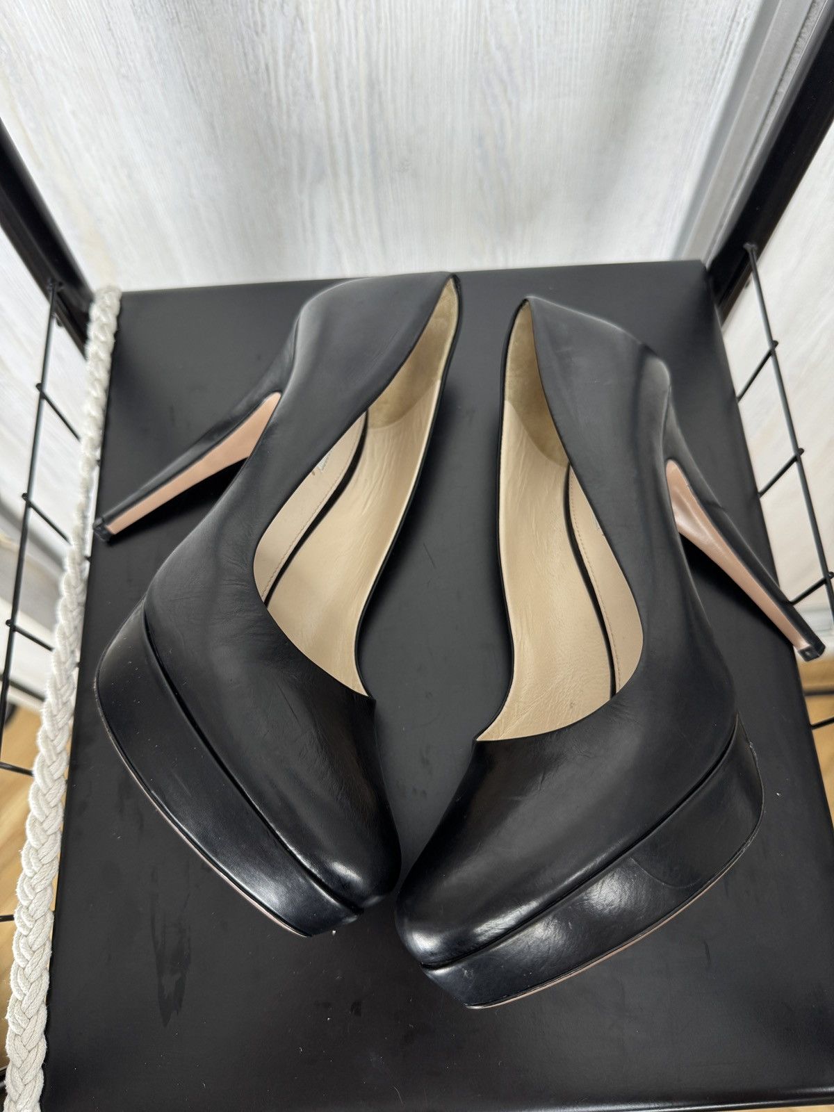 Prada PRADA Leather Platform Pumps Black sz 41 Size US 11 / IT 41 - 9 Thumbnail