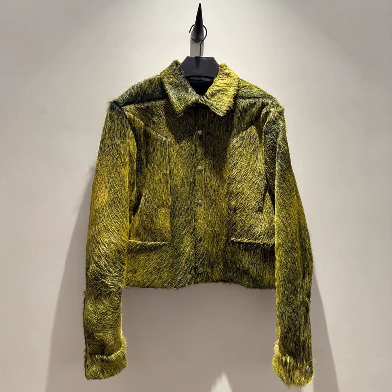 Pre-owned Rick Owens Fur Coat Jacket In Green