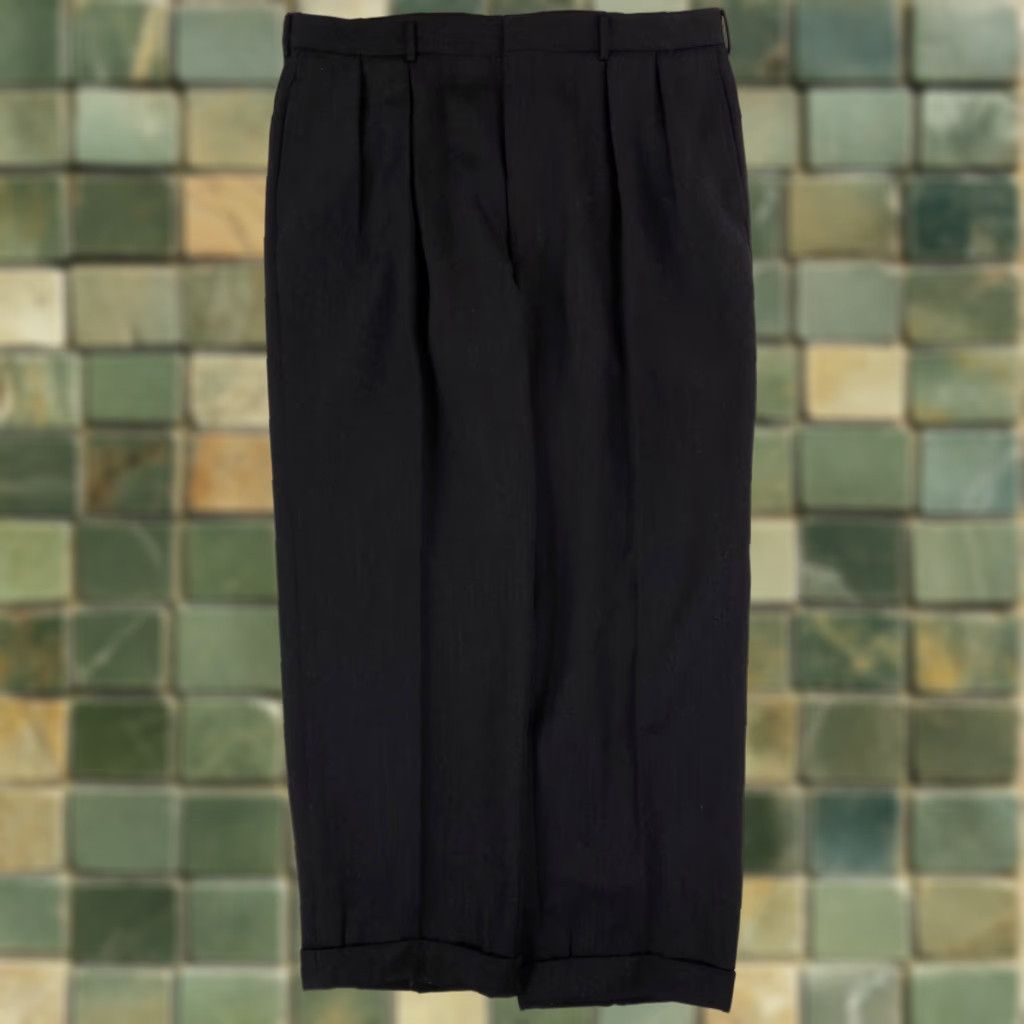Polo Ralph Lauren VTG Polo Ralph Lauren Wool Black Pants Pleated Mens 40 36x30 Cuffed Dress Pants Italy Black Mens Wool Pants Size US M / EU 48-50 / 2 - 1 Thumbnail