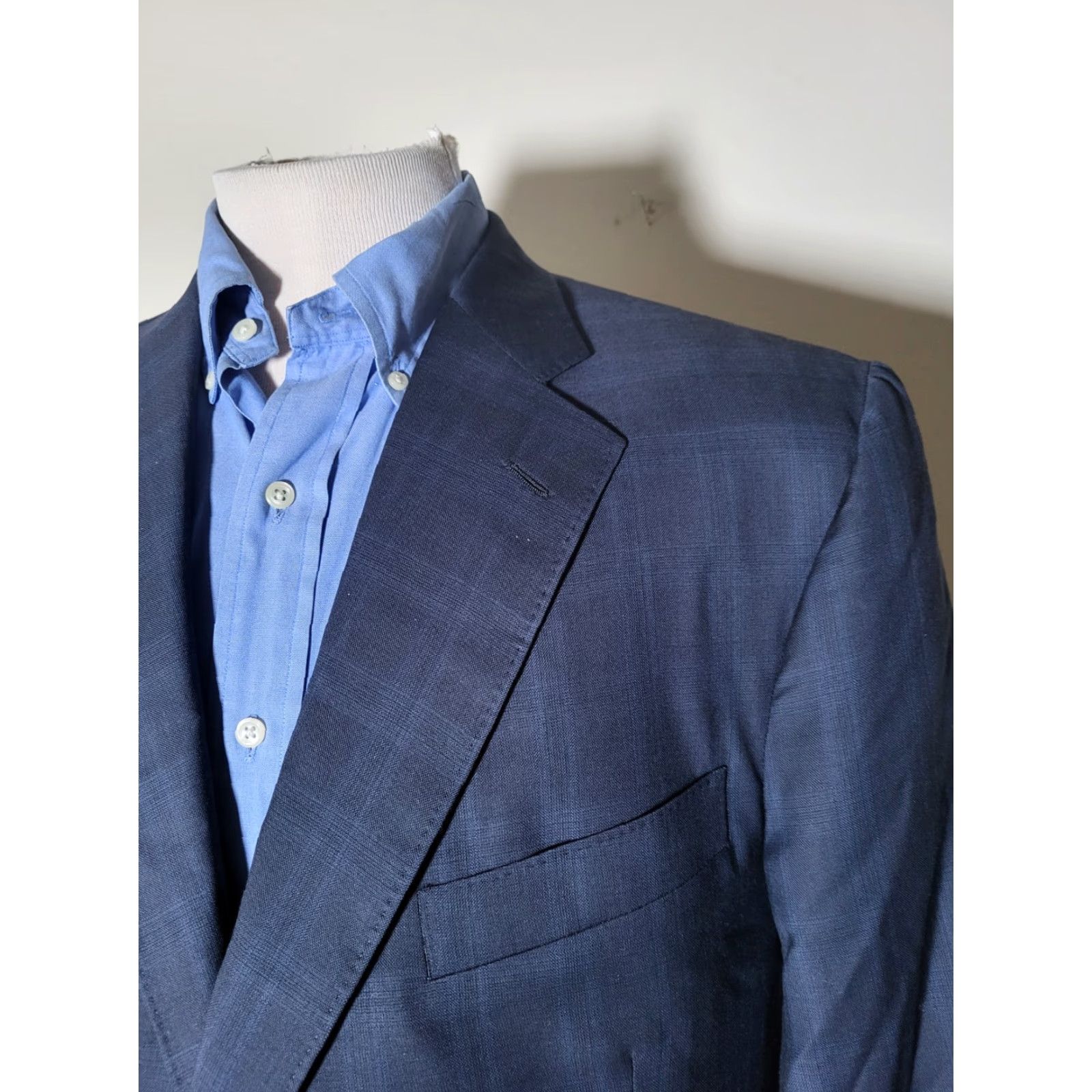 Vintage Sofias 42S Wool Plaid Sport Coat Jacket - Blue, Notch Lapel, Two Button, Full Canvas, Double-Vented, Fully Lined, Four-Season, Regular Fit, Mens, 42 Size US XS / EU 42 / 0 - 2 Thumbnail