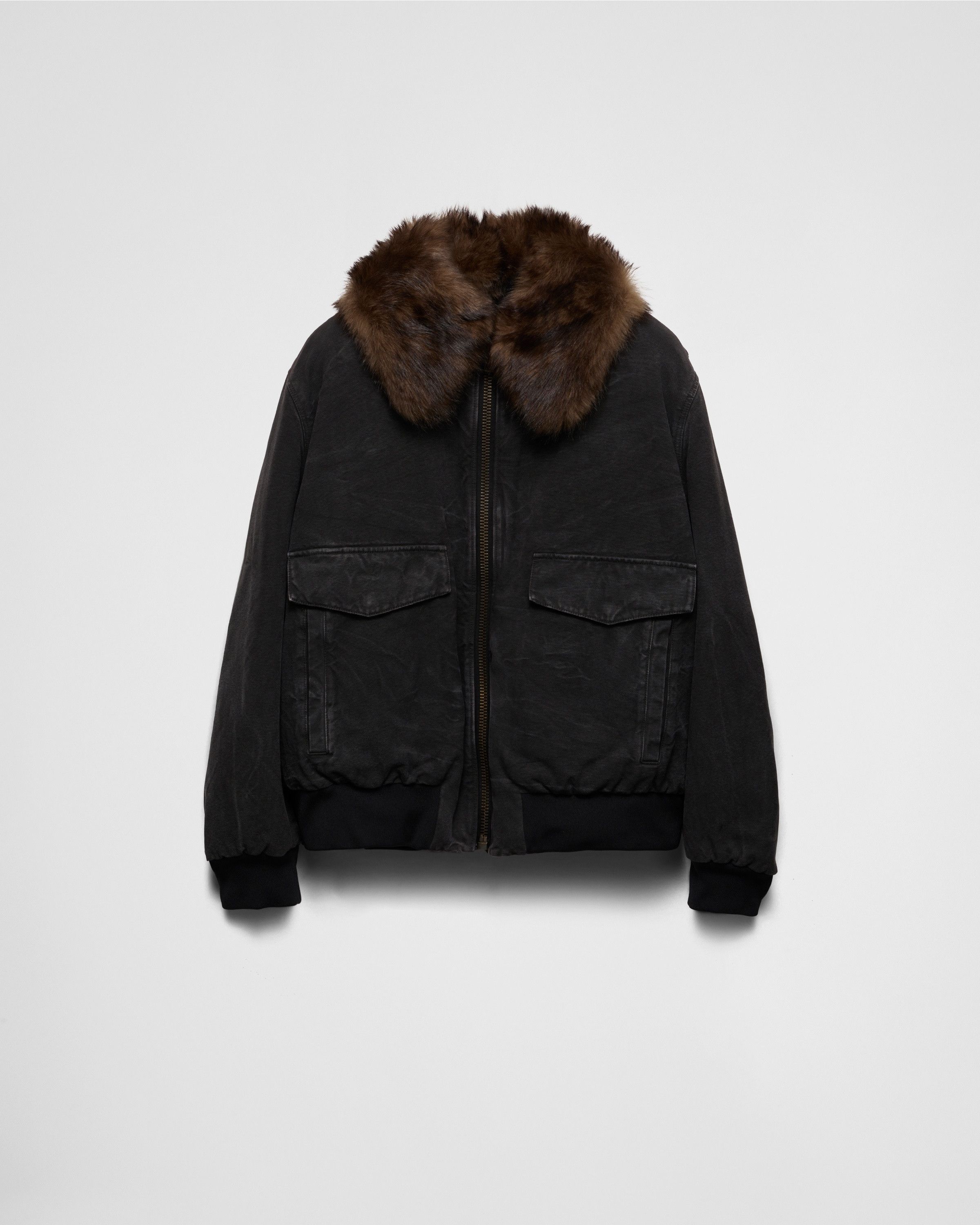 o1mt1gz0226 Cotton Blouson Jacket With Shearling Collar