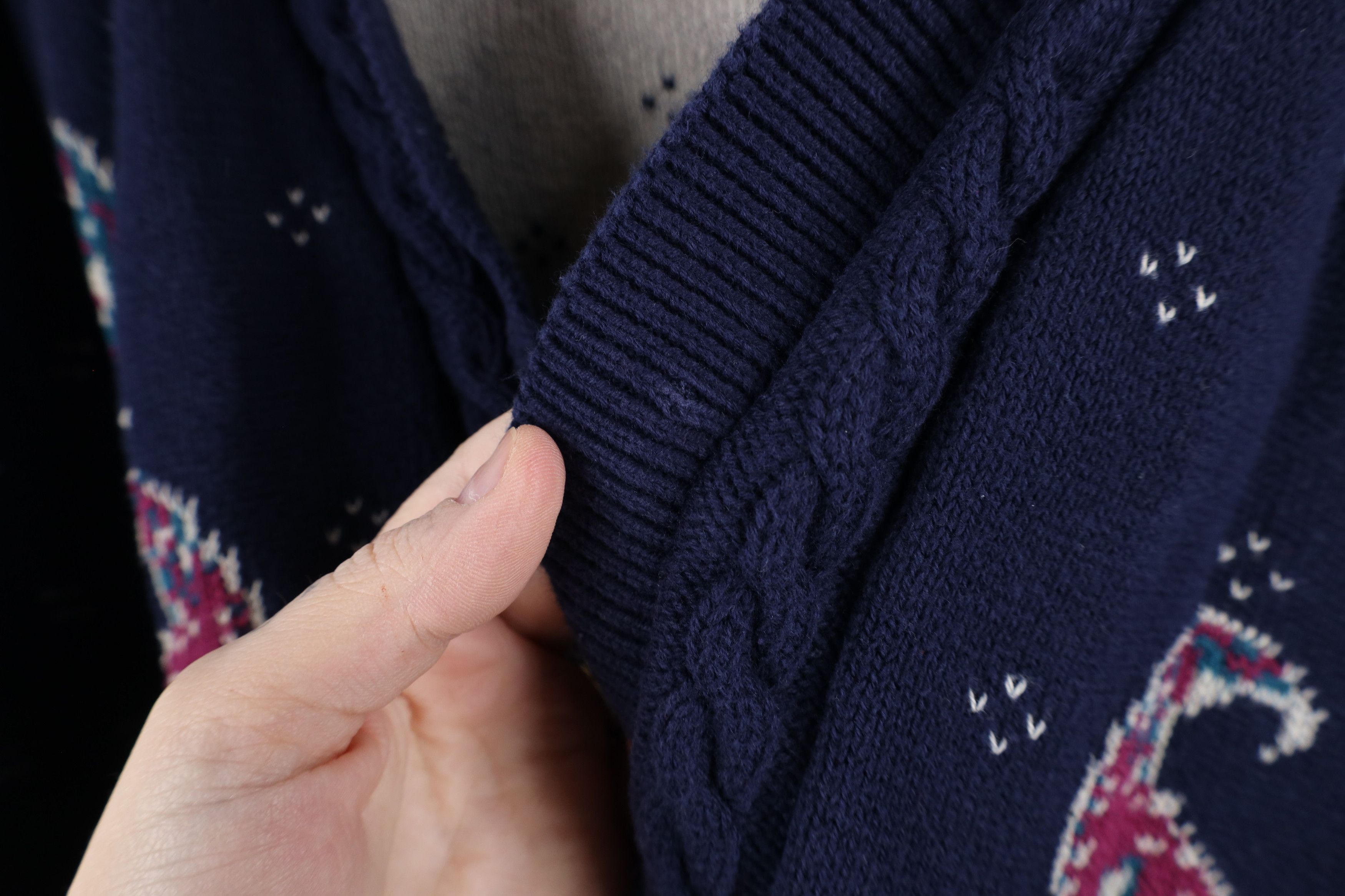 Vintage Vintage 90s Streetwear Cable Knit Cardigan Sweater Blue Size L / US 10 / IT 46 - 5 Thumbnail