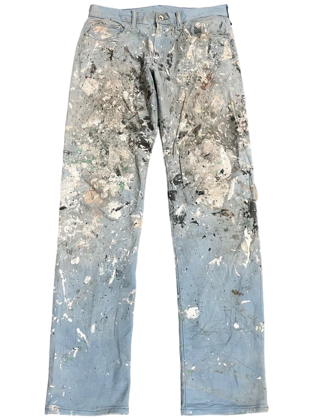 GU × Jun Takahashi × Uniqlo Vintage GU Heavy Art Splatter Dirty Denim Size US 33 - 1 Thumbnail