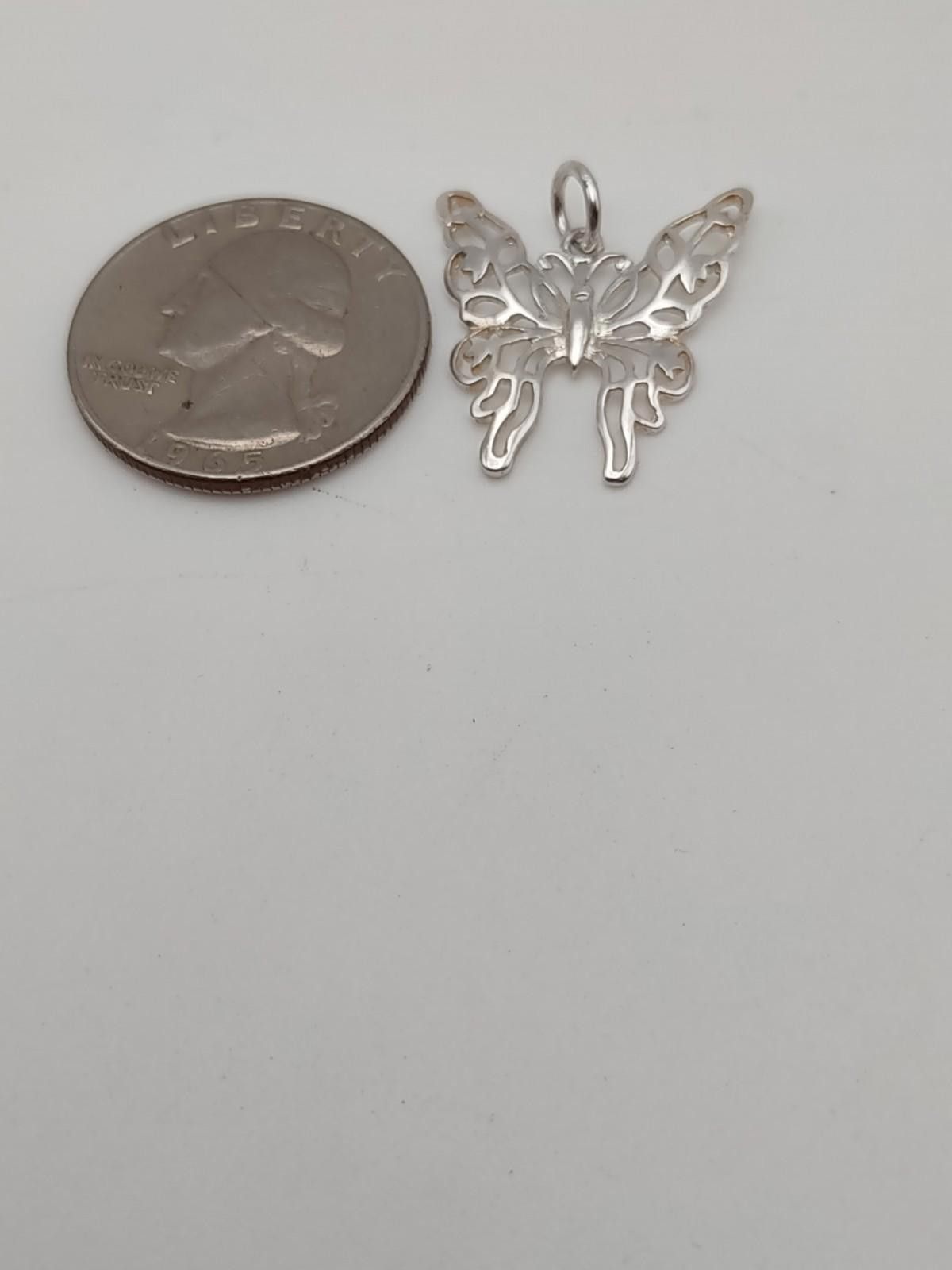 The Unbranded Brand 925 Sterling Silver Openwork Butterfly Pendant Charm Size ONE SIZE - 2 Thumbnail