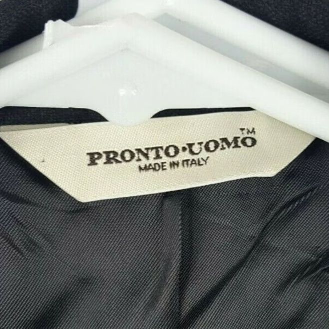 Pronto Uomo Pronto Uomo Sport coat charcoal 44L Italy 2 Button stretch Lessona Super 100s Mens Size US S / EU 44-46 / 1 - 3 Thumbnail