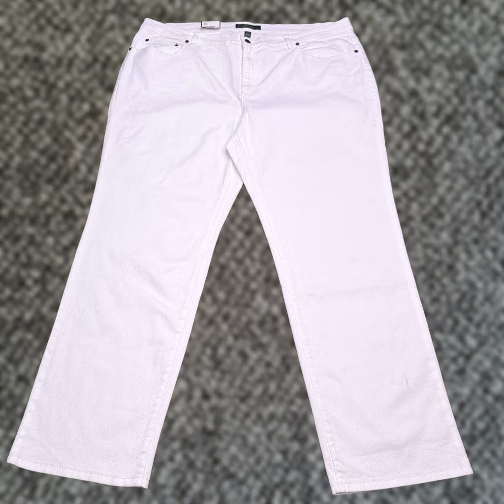 Ralph Lauren Lauren Ralph Lauren Jeans Straight 22W White High Rise Stretch Denim 5-Pocket Womens Plus Classic Modern 31in Inseam Size 40" / US 18 - 1 Thumbnail