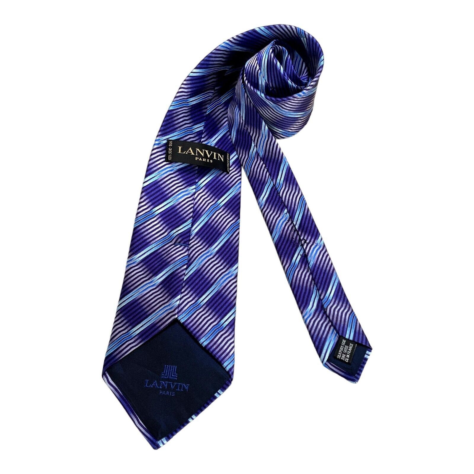 Lanvin LANVIN PARIS Purple Striped Luxury Silk Tie Hand Made In Fra Size ONE SIZE - 2 Thumbnail
