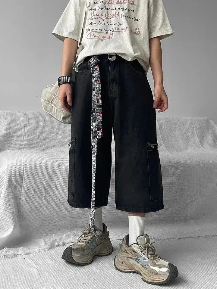Japanese Brand Retro Washed Black Cargo Pockets Baggy Jorts Shorts Size US 30 / EU 46 - 1 Thumbnail