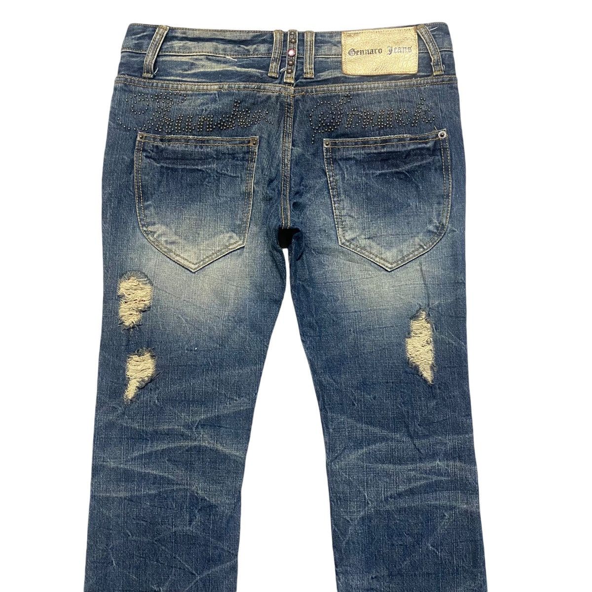 Le Grande Bleu (L.G.B.) Gennaro Denim Studded Distressed Skinny Jeans Size US 30 / EU 46 - 10 Thumbnail