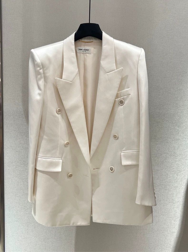Saint Laurent Paris Saint Laurent Paris Mulberry silk satin ladies' blazer 2505 Size S / US 4 / IT 40 - 1 Thumbnail