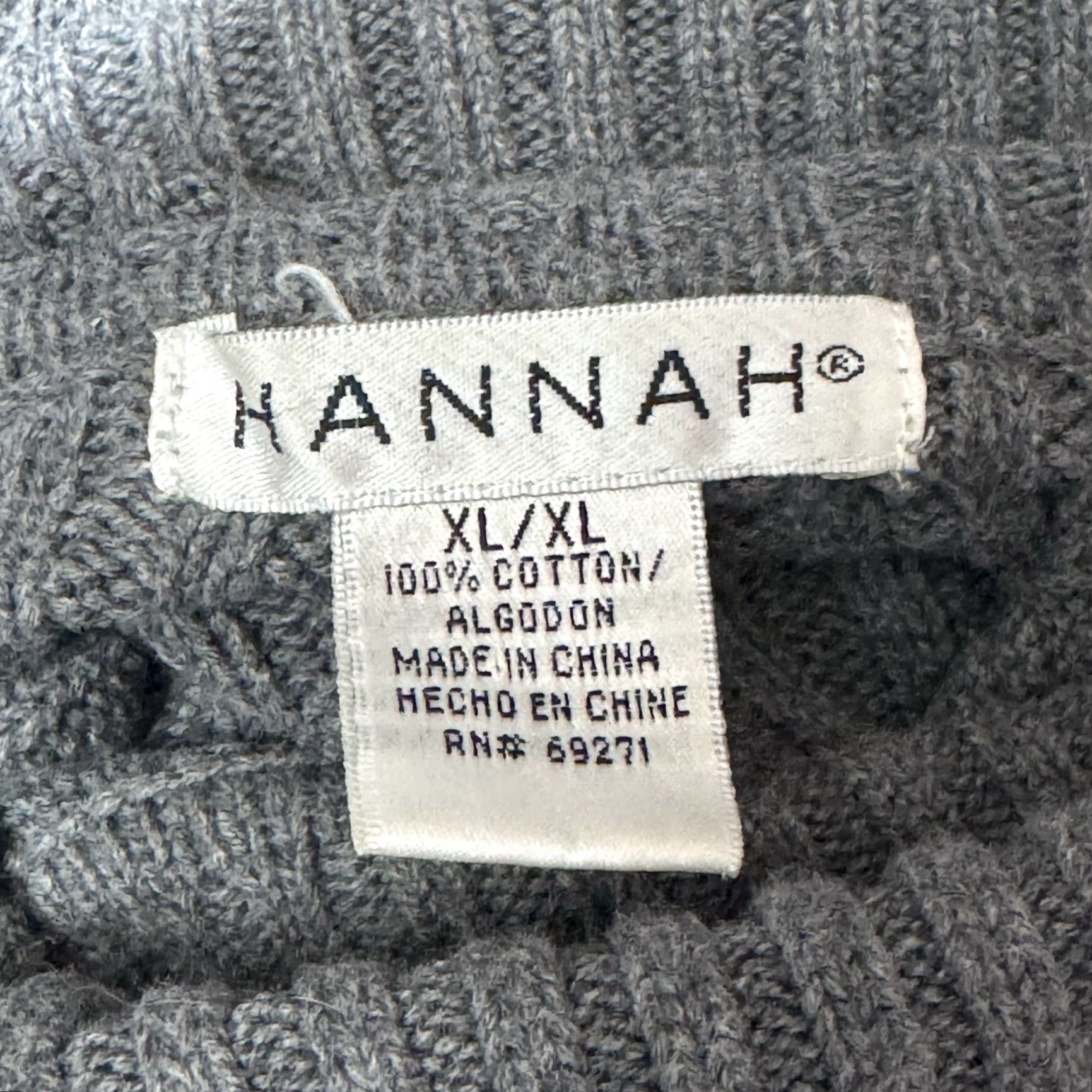 Vintage Hannah Sweater Womens XL Cable Knit Turtleneck Pullover Knit 100% Cotton Gray Y2K Vintage Grandmacore Peasant Cozy Warm Size XL / US 12-14 / IT 48-50 - 7 Thumbnail