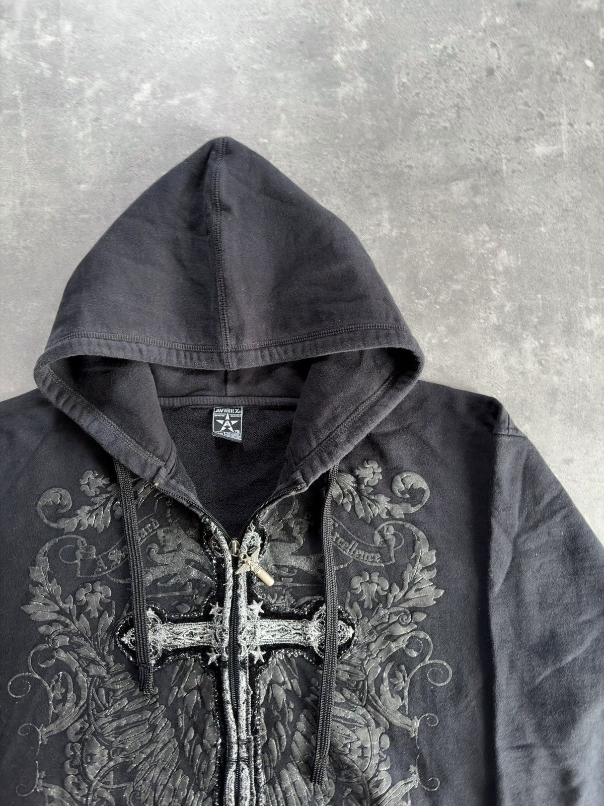 Avirex Avirex Rare Big Cross Baggy Zip Hoodie XXL XL Affliction Size US XXL / EU 58 / 5 - 4 Thumbnail