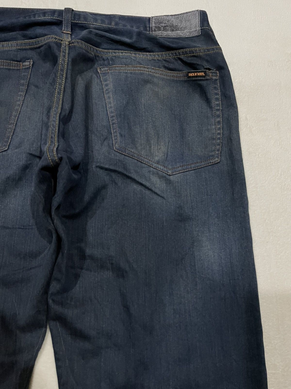 Japanese Brand Vintage BackNumber Distressed Faded Dark Blue Jeans Size US 37 - 14 Thumbnail