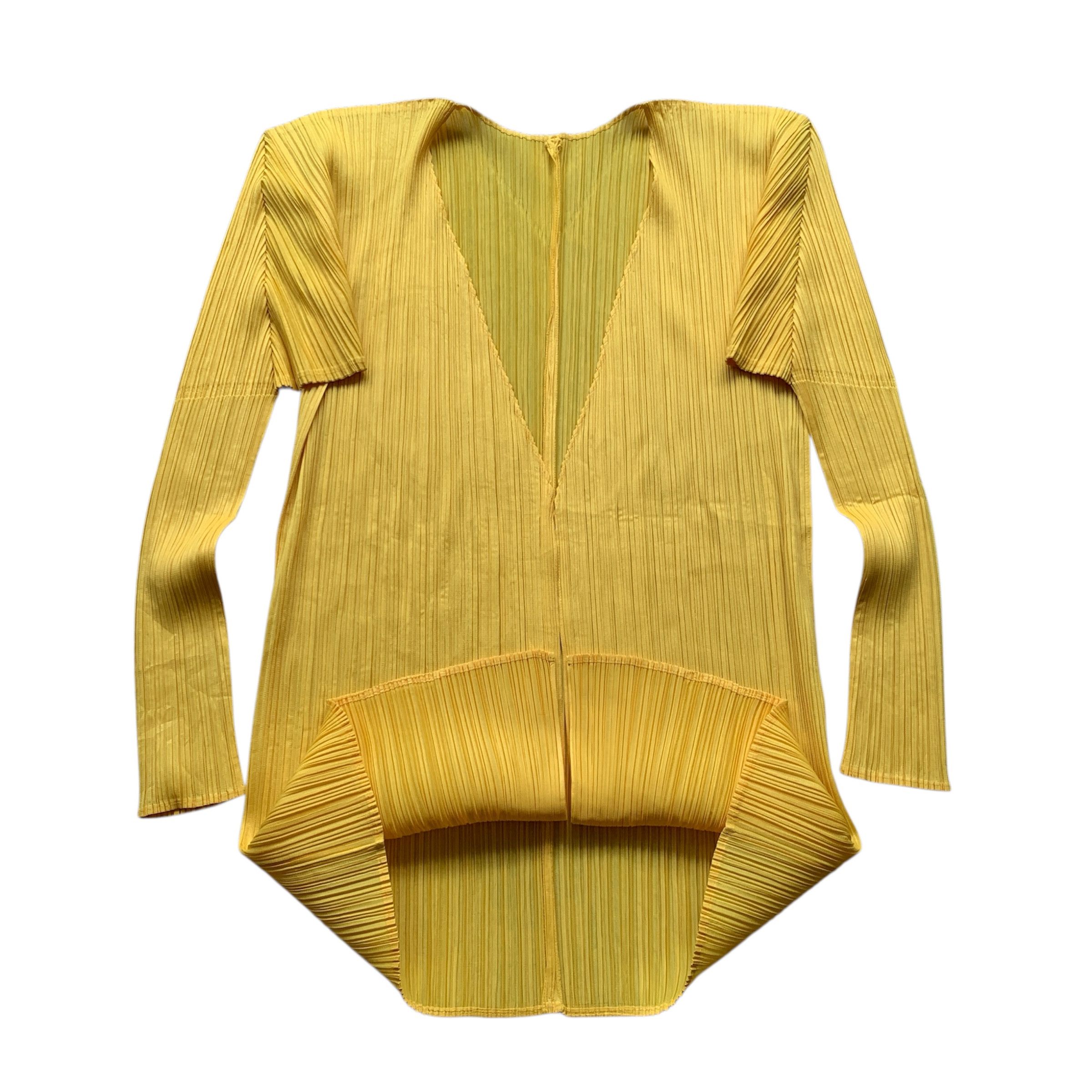 Pleats Please Issey Miyake Pleats Please Issey Miyake Yellow Cardigan Size L / US 10 / IT 46 - 1 Thumbnail