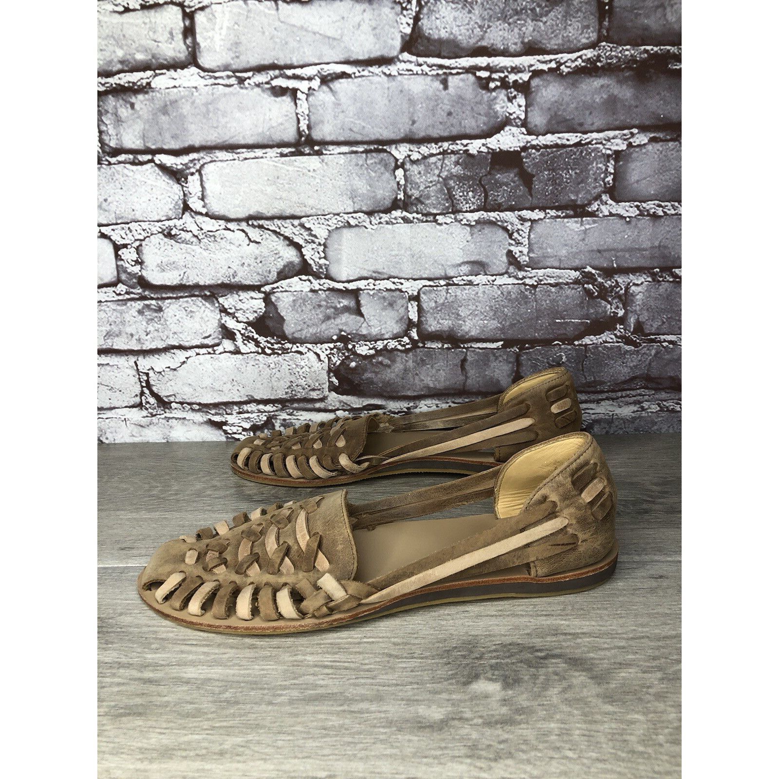 Nisolo NISOLO Tan Brown Huarache Leather Woven Flats Sandals Women Size US 10 / IT 40 - 17 Thumbnail