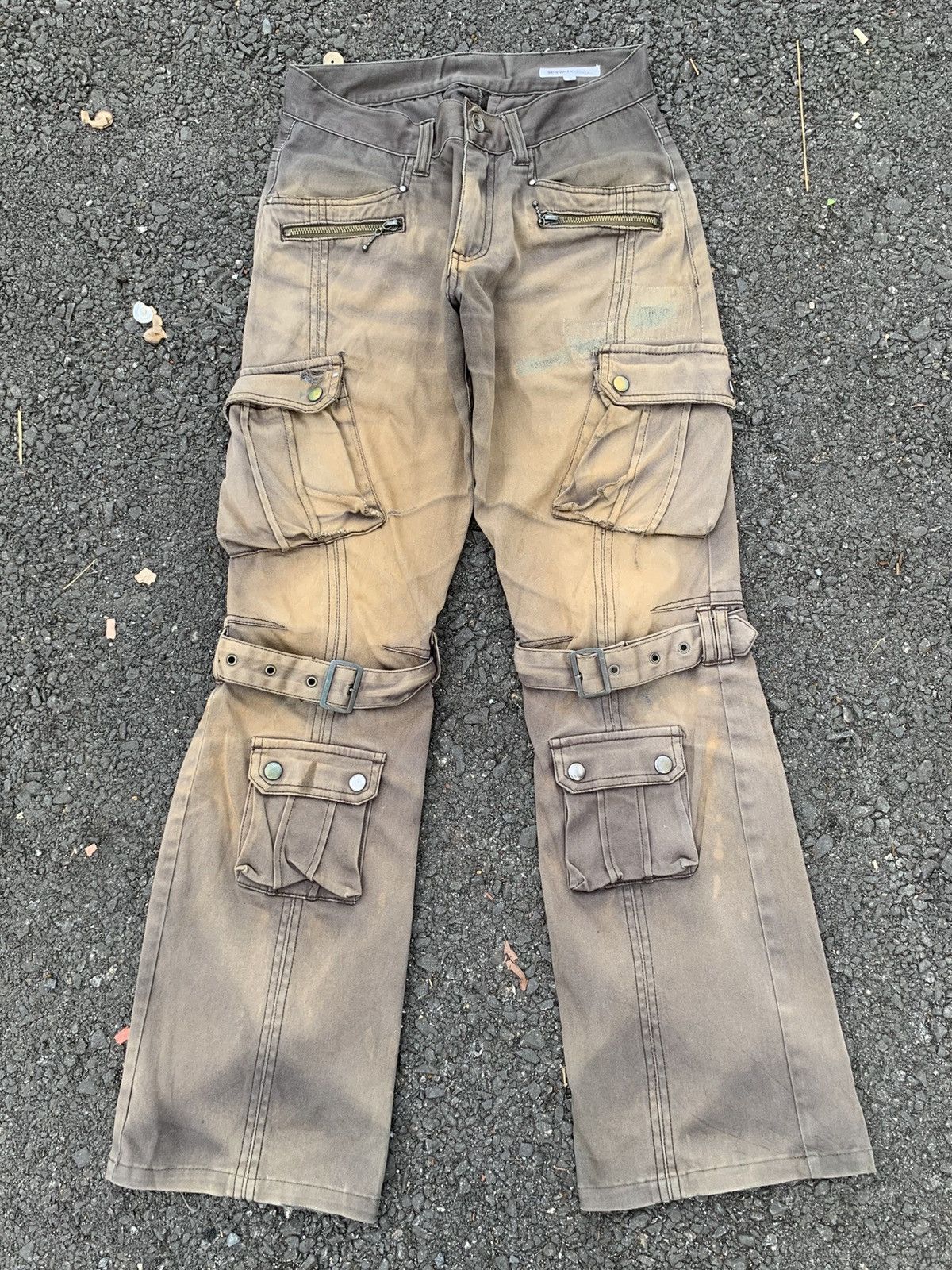 Tornado Mart TRASHER💥FLARE SEMANTIC DESIGN BONDAGE SUNFADED DISTRESSED Size US 28 / EU 44 - 1 Thumbnail