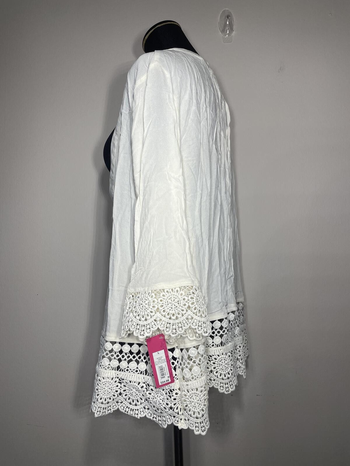 Other Ivory Green Garden Tunic Boho Crochet Lace Hem Duster Sz L Size L / US 10 / IT 46 - 5 Thumbnail