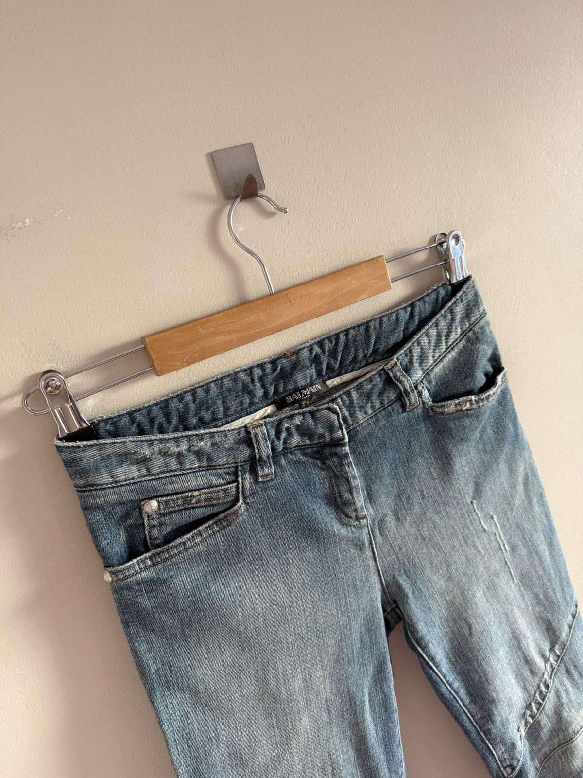 Balmain Balmain Paris Biker Zip Distressed Jeans Size 26" / US 2 / IT 38 - 2 Thumbnail