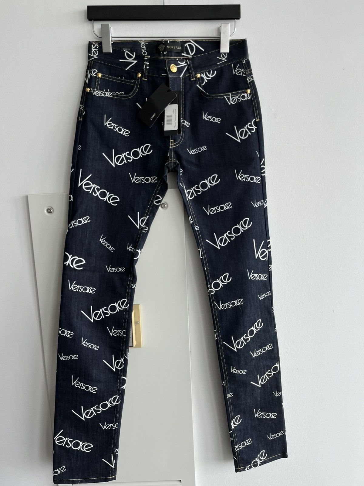 Versace Super Runway Versace Monogram Logo Denim Jeans Brand New Size US 29 - 1 Thumbnail