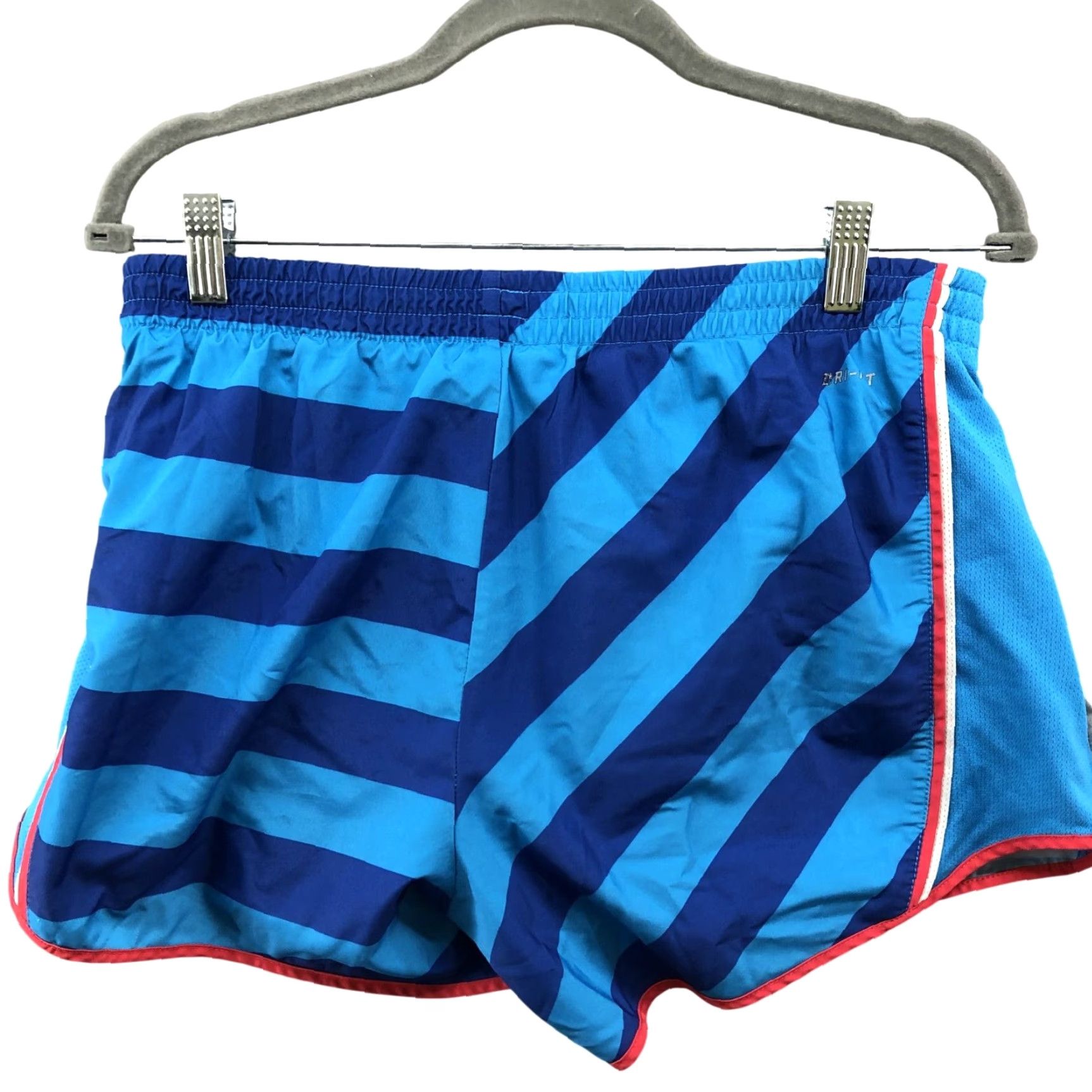 Nike Nike Running Shorts Womens M Dri-Fit Blue Red Striped Active Lightweight Lined Size 32" / US 10 / IT 46 - 2 Thumbnail