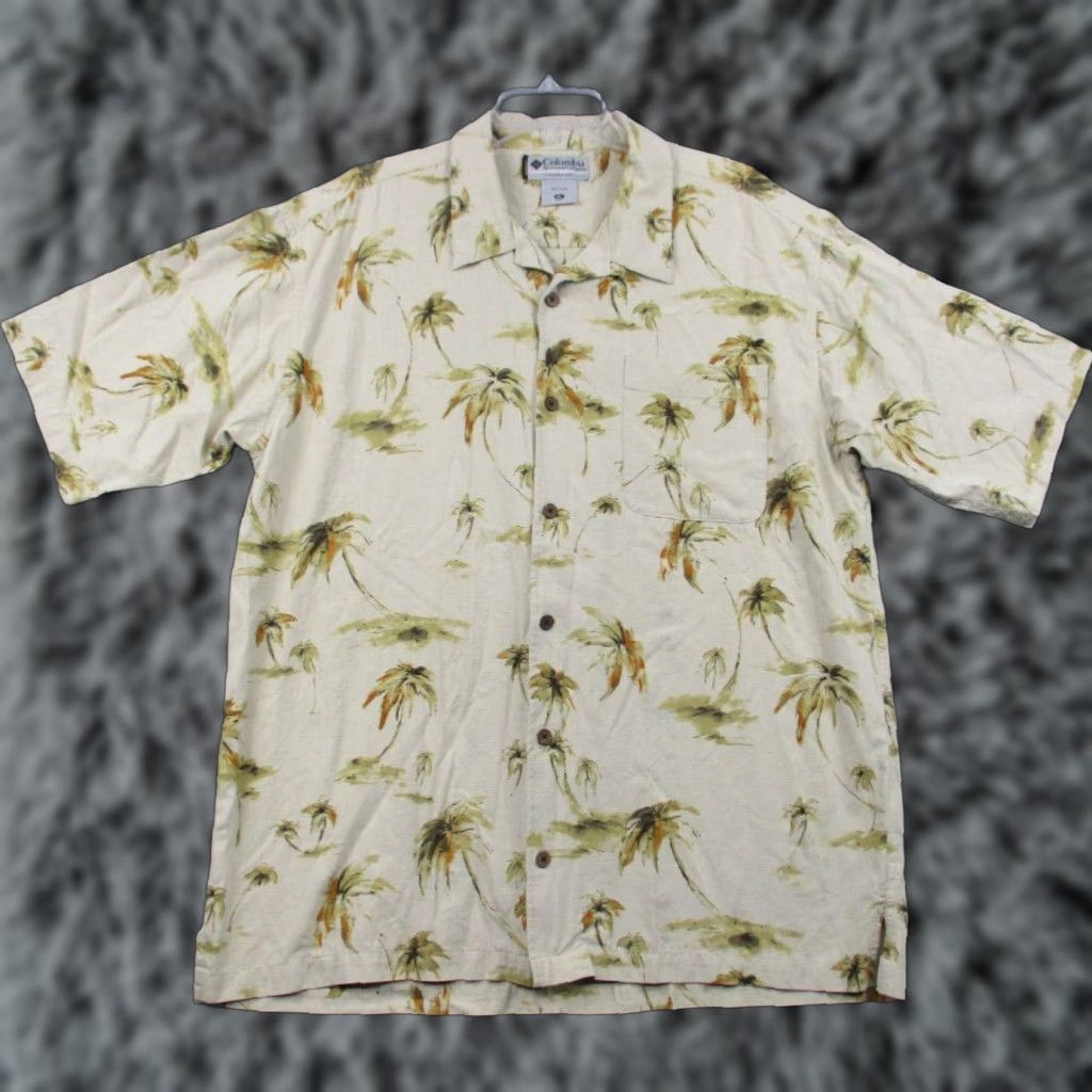 Vintage **Columbia Mens XL Tropical Palm Tree Silk Blend Button-Up Shirt** User: **Columbia Mens XL Tropical Palm Tree Silk Blend Button-Up Shirt** Size US XL / EU 56 / 4 - 1 Thumbnail
