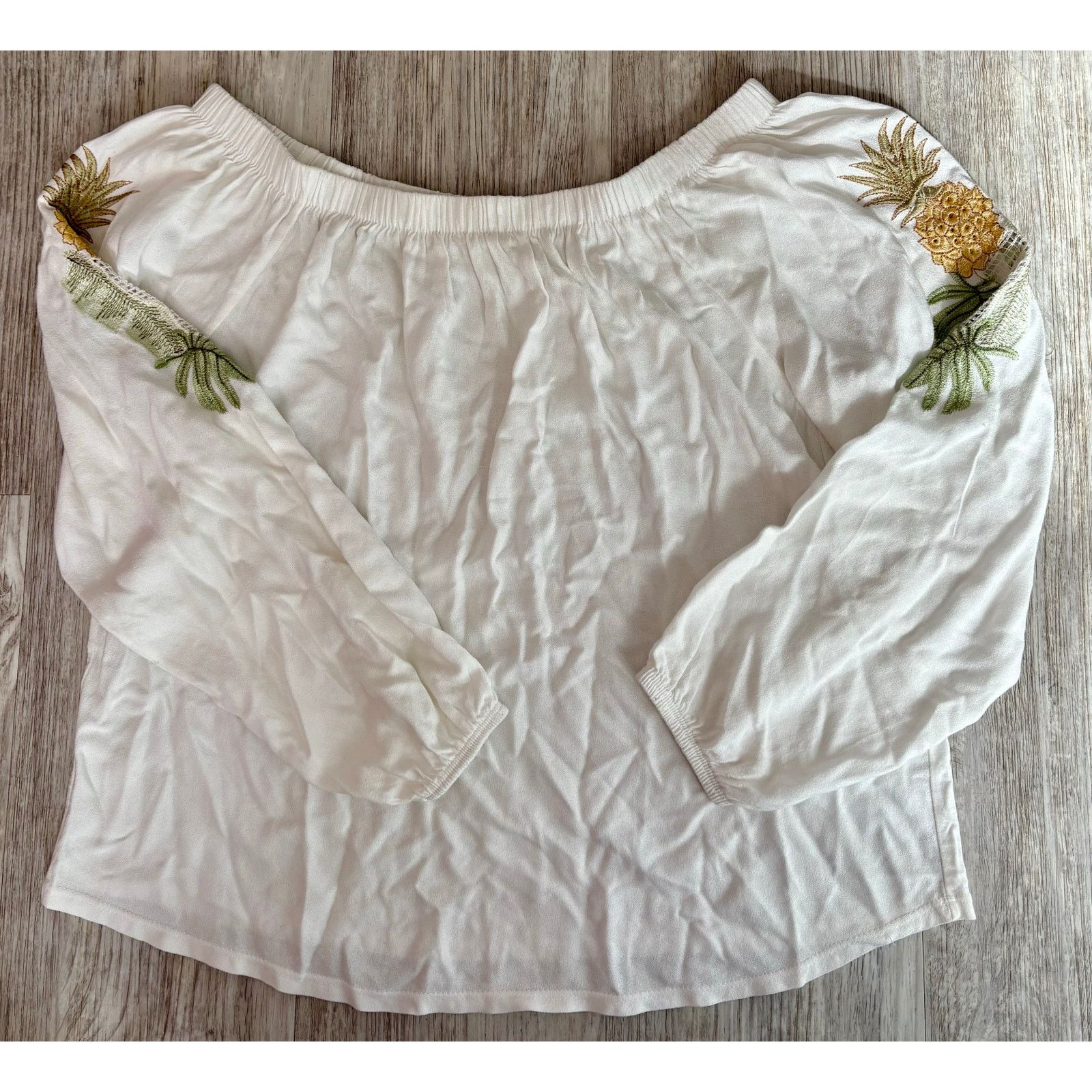 Other Marfinno | Embroidered Pineapples Flowy Boho Blouse | Medium Size M / US 6-8 / IT 42-44 - 1 Thumbnail