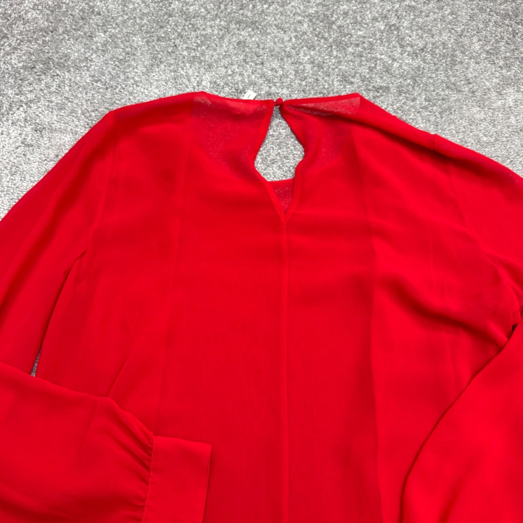 BCBGeneration BCBGeneration Dress Womens L Mini Red Long Sleeve Chiffon Ruffle Tiered Solid NWOT Size L / US 10 / IT 46 - 3 Thumbnail