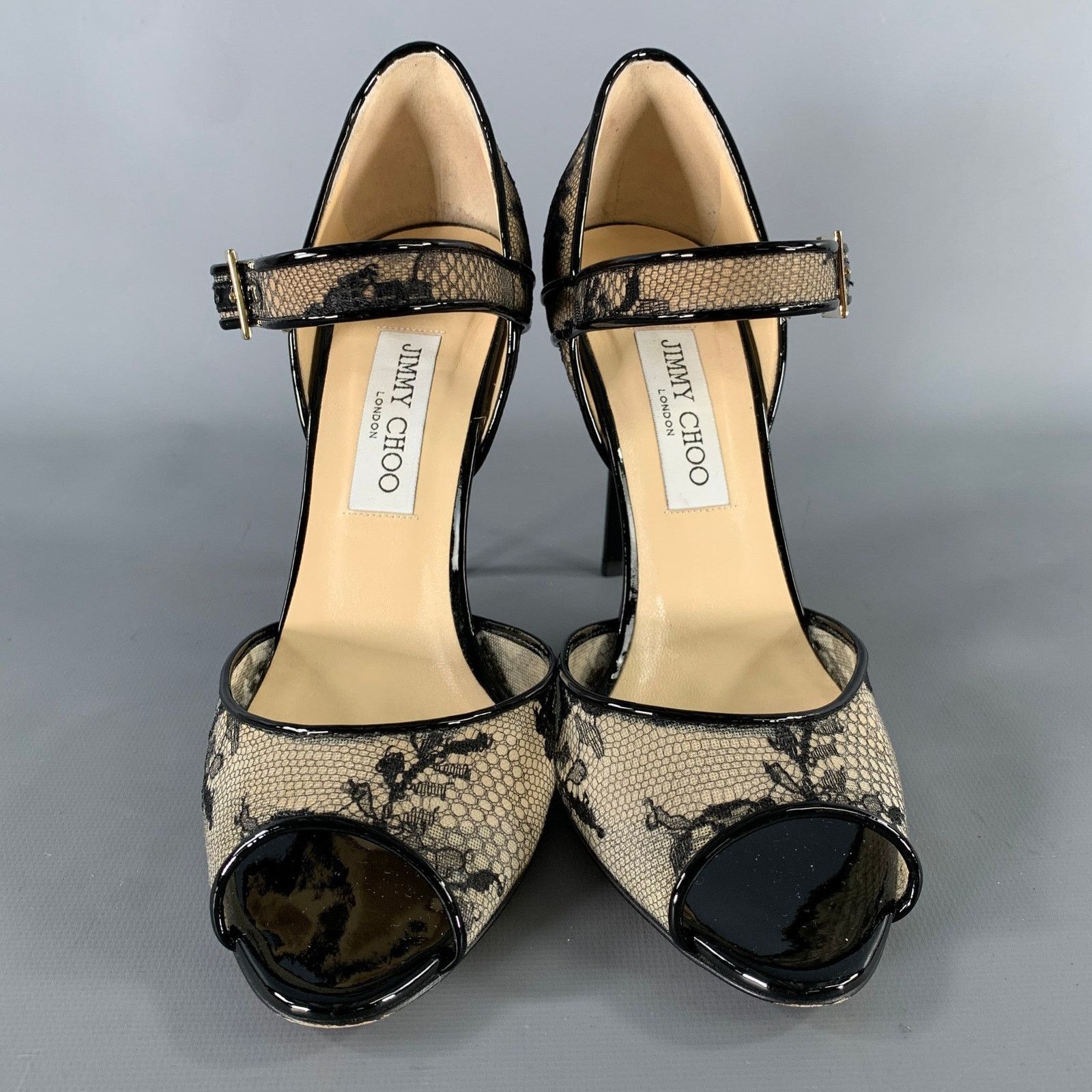 Jimmy Choo JIMMY CHOO Size 9 Black Cream Lace 144Lace Stiletto Pumps Size US 9 / IT 39 - 4 Thumbnail