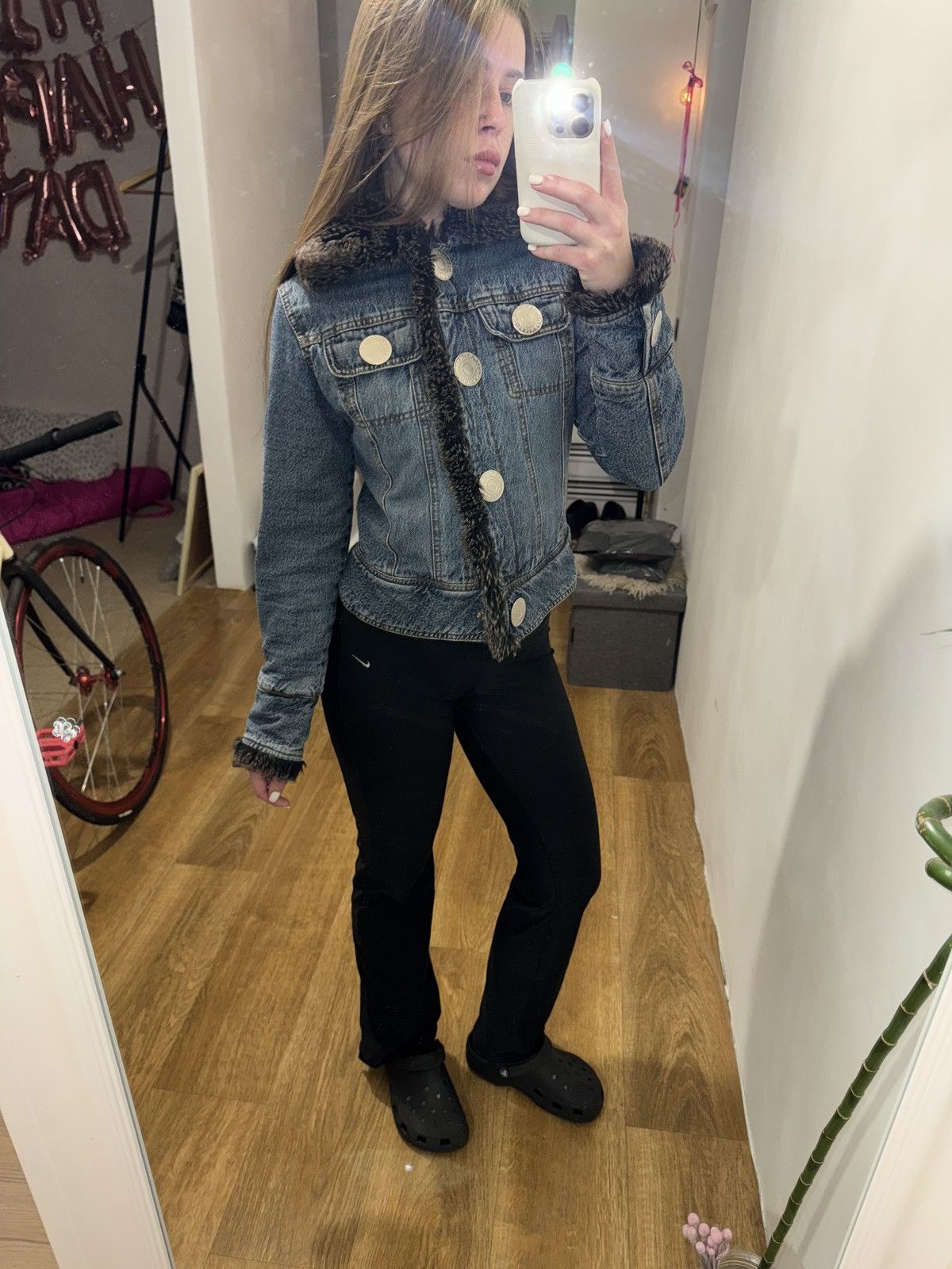Morgan De Toi VINTAGE MORGAN DE TOI FRANCE MOHAIR FUR COAT DENIM JACKET Size S / US 4 / IT 40 - 9 Thumbnail
