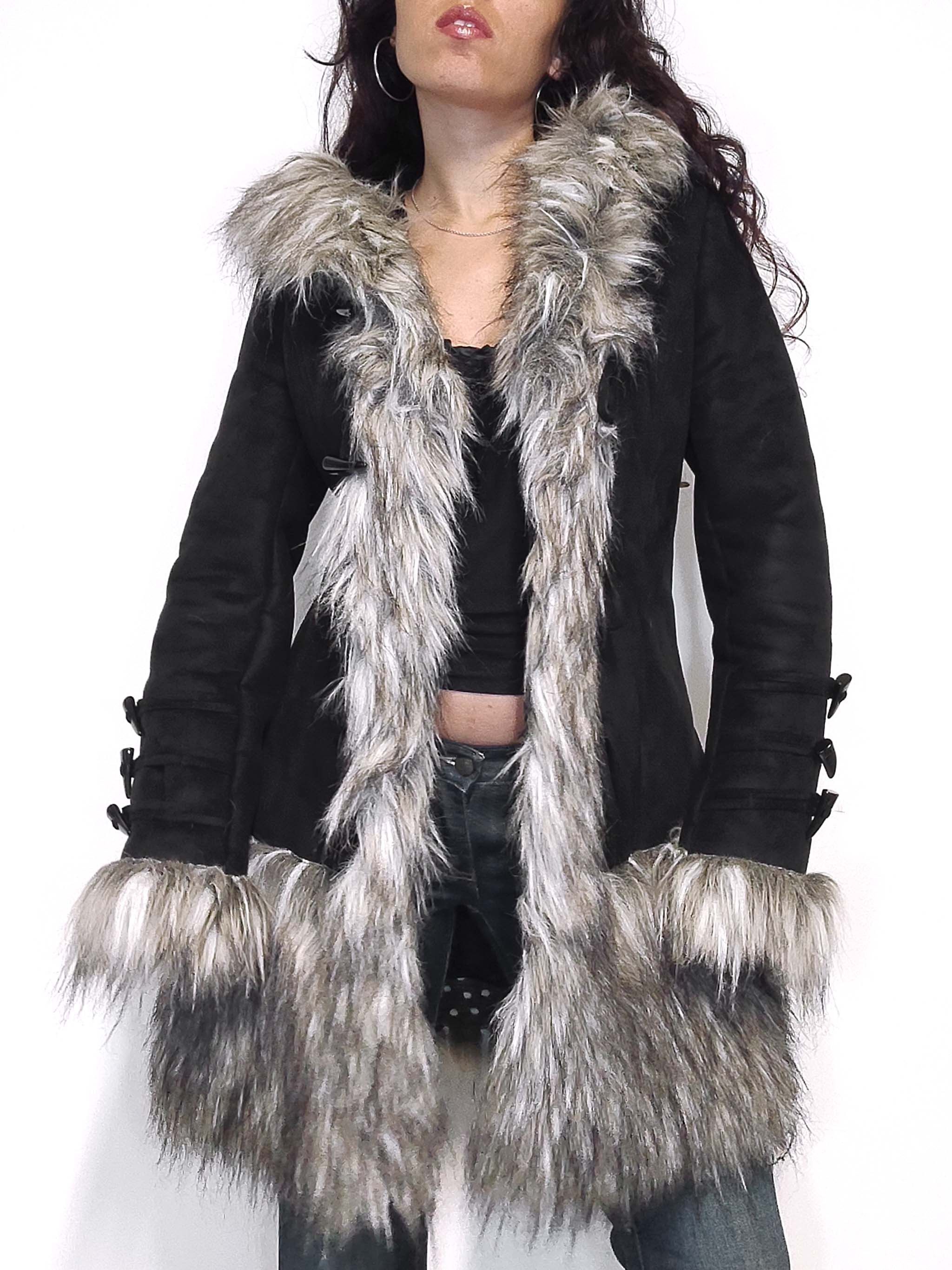 Vintage Vintage Y2k Thick Faux Fur Hooded Afghan Coat Size L / US 10 / IT 46 - 3 Thumbnail