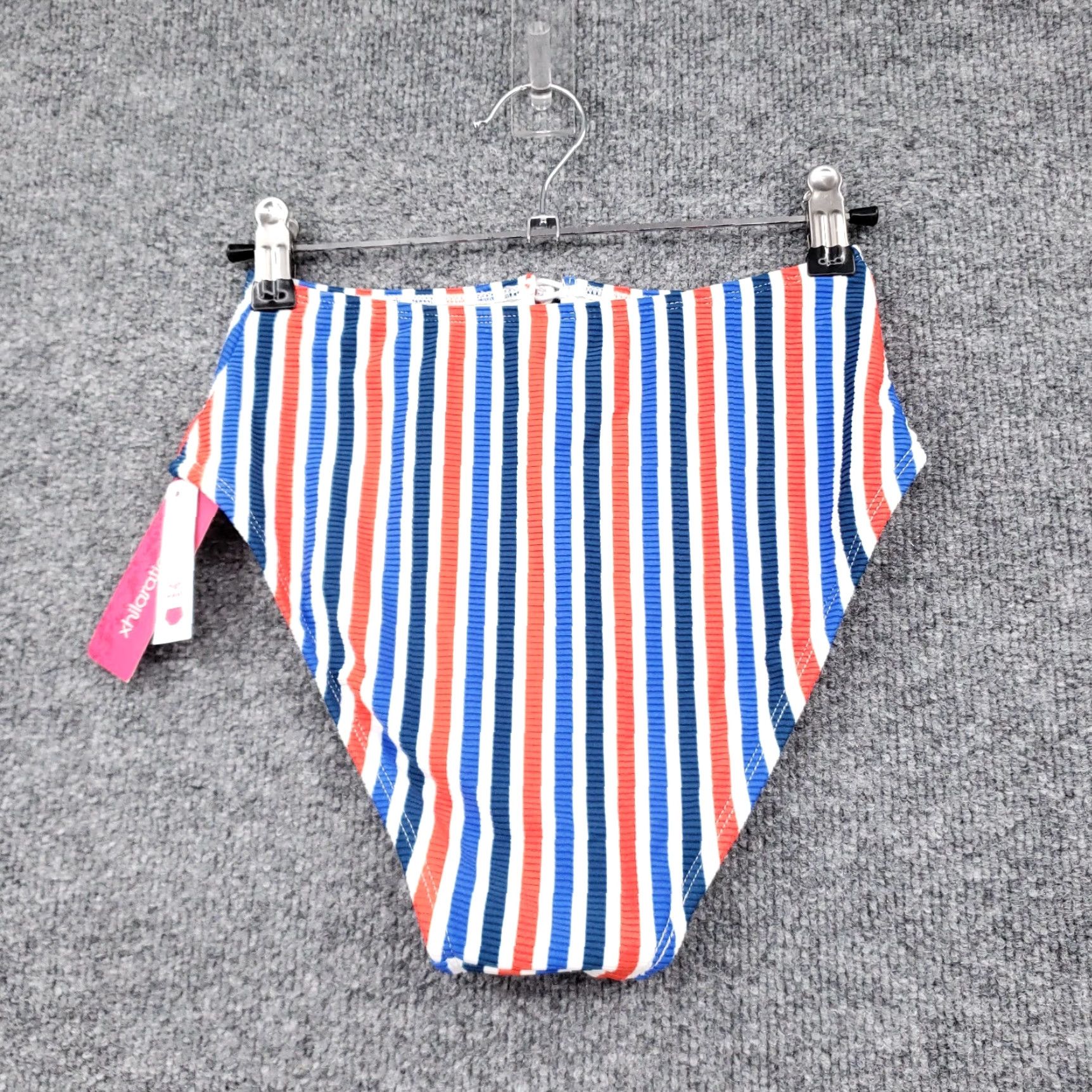 Vintage Xhilaration Bikini Womens S Small Blue Red Striped High-Waisted Swimwear USA NEW Size ONE SIZE - 2 Thumbnail