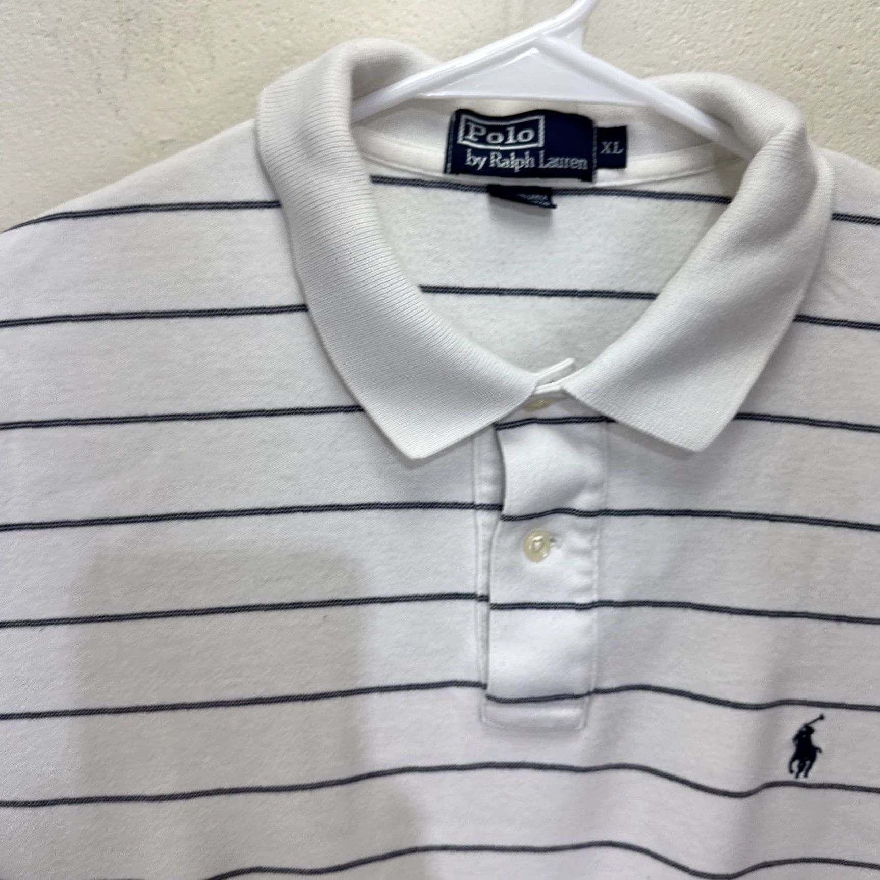 Polo Ralph Lauren Vintage Polo Ralph Lauren Men’s XL White Blue Stripe Polo Shirt Casual Workwear Summer Short Sleeve Size US XL / EU 56 / 4 - 3 Thumbnail