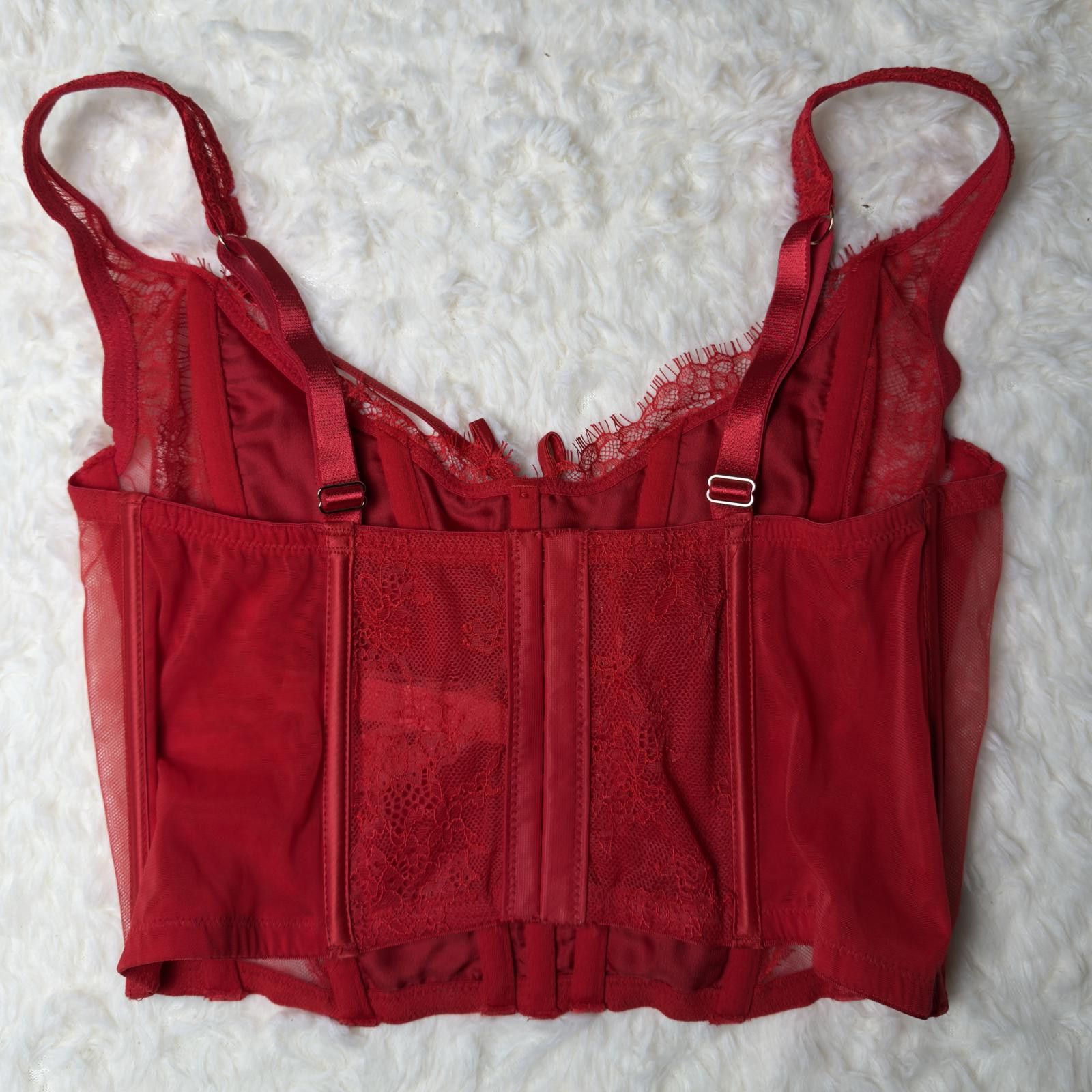 Other Victoria's Secret Red Lace Corset Bralette M/DD Size ONE SIZE - 2 Thumbnail