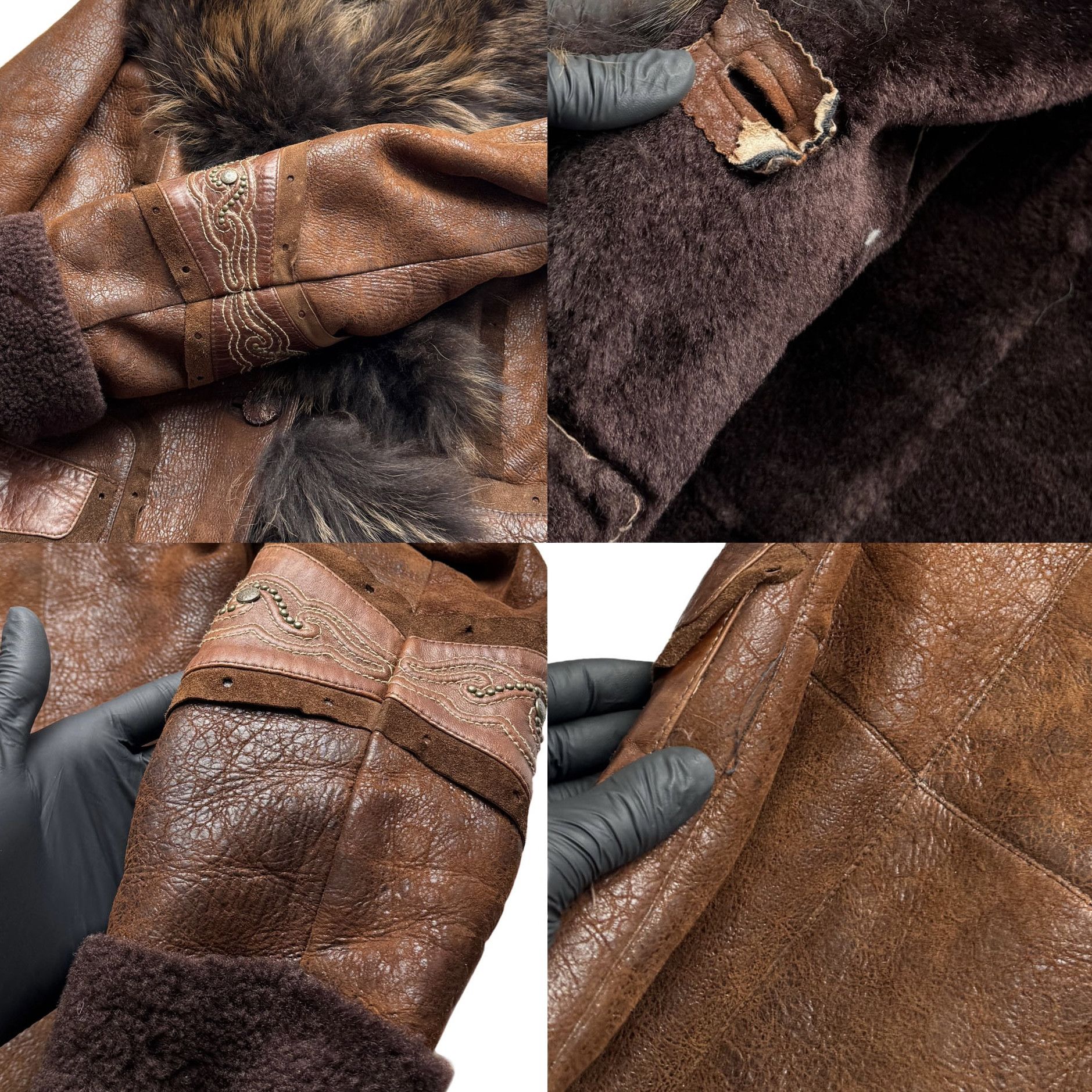 Vintage Real Sheepskin Coat With Real Fur Details From The 90's(V349 Size S / US 4 / IT 40 - 5 Thumbnail