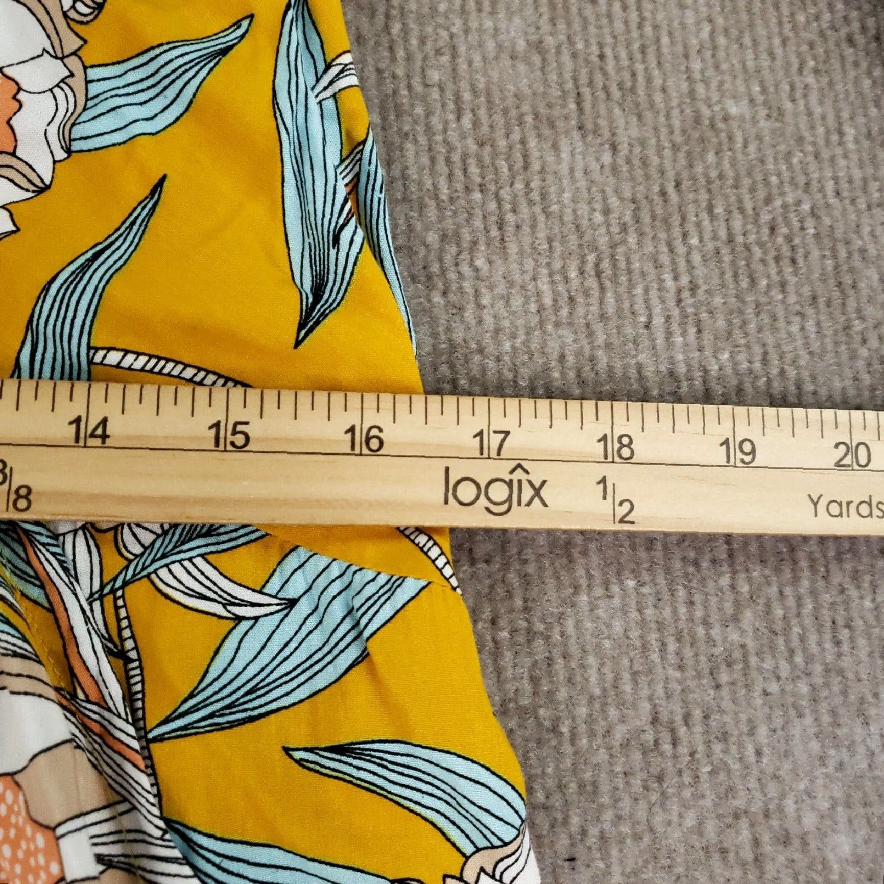Vintage ELF Made By Hand Womens Medium Yellow Floral Wrap Dress Midi 3/4 Sleeve Size M / US 6-8 / IT 42-44 - 4 Thumbnail