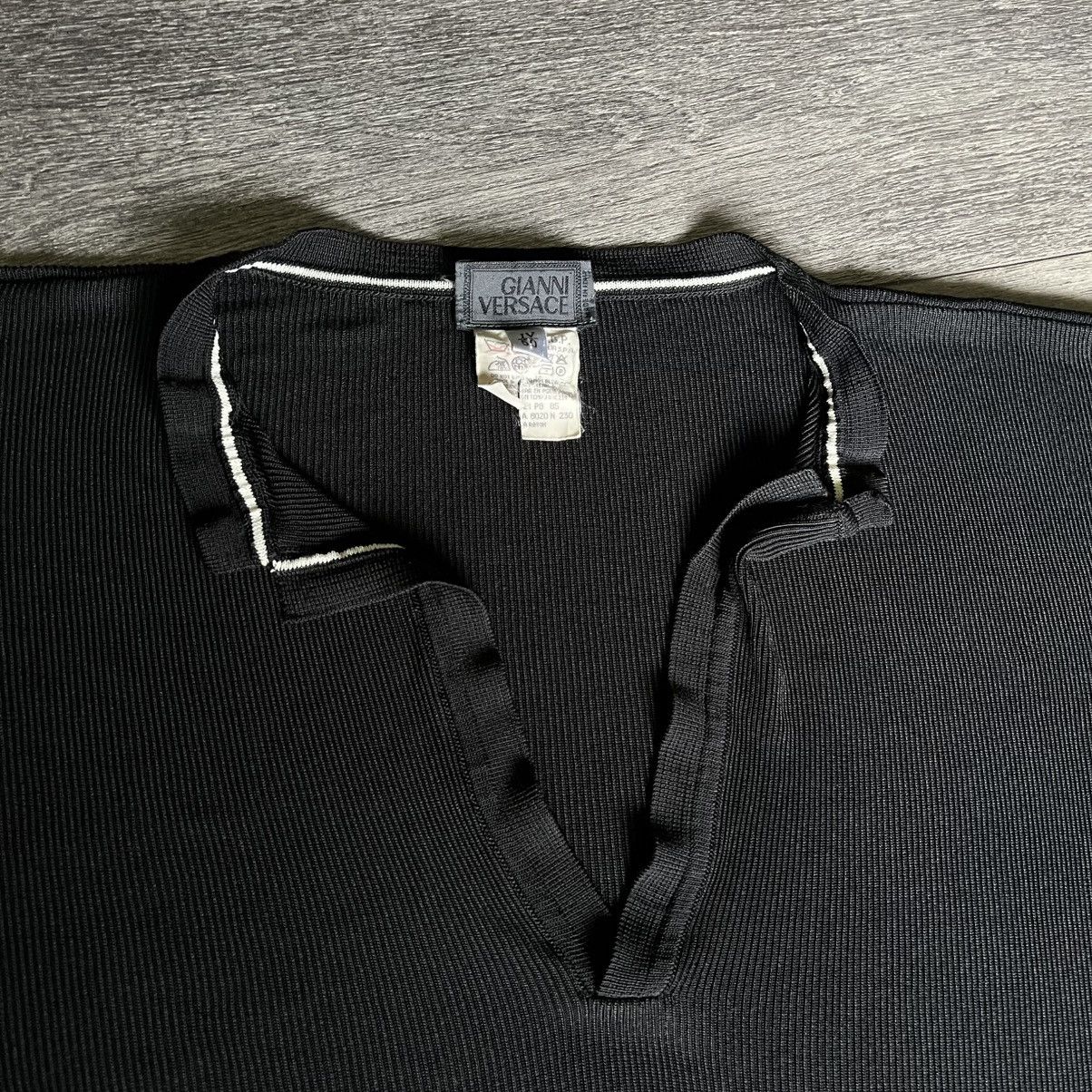Versace Vintage 1990s Gianni Versace Rayon Black Pullover Blouse L/S Size XL / US 12-14 / IT 48-50 - 3 Thumbnail