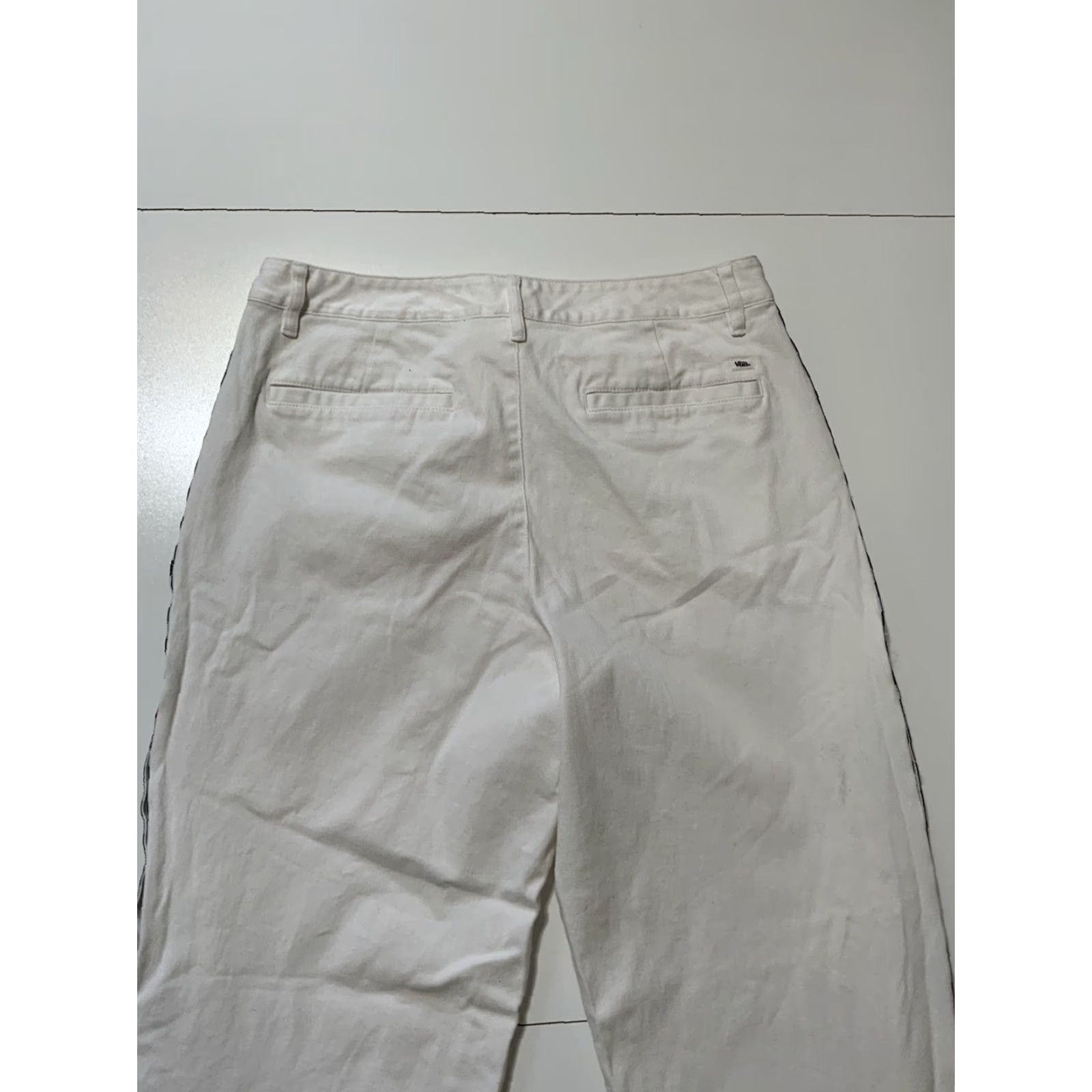 Vans VANS Checkered Tearaway Snap White Wide Leg Chino Pants Sz. 29 Womens Pants Wide-Leg White 29 Snap Size 29" - 8 Thumbnail