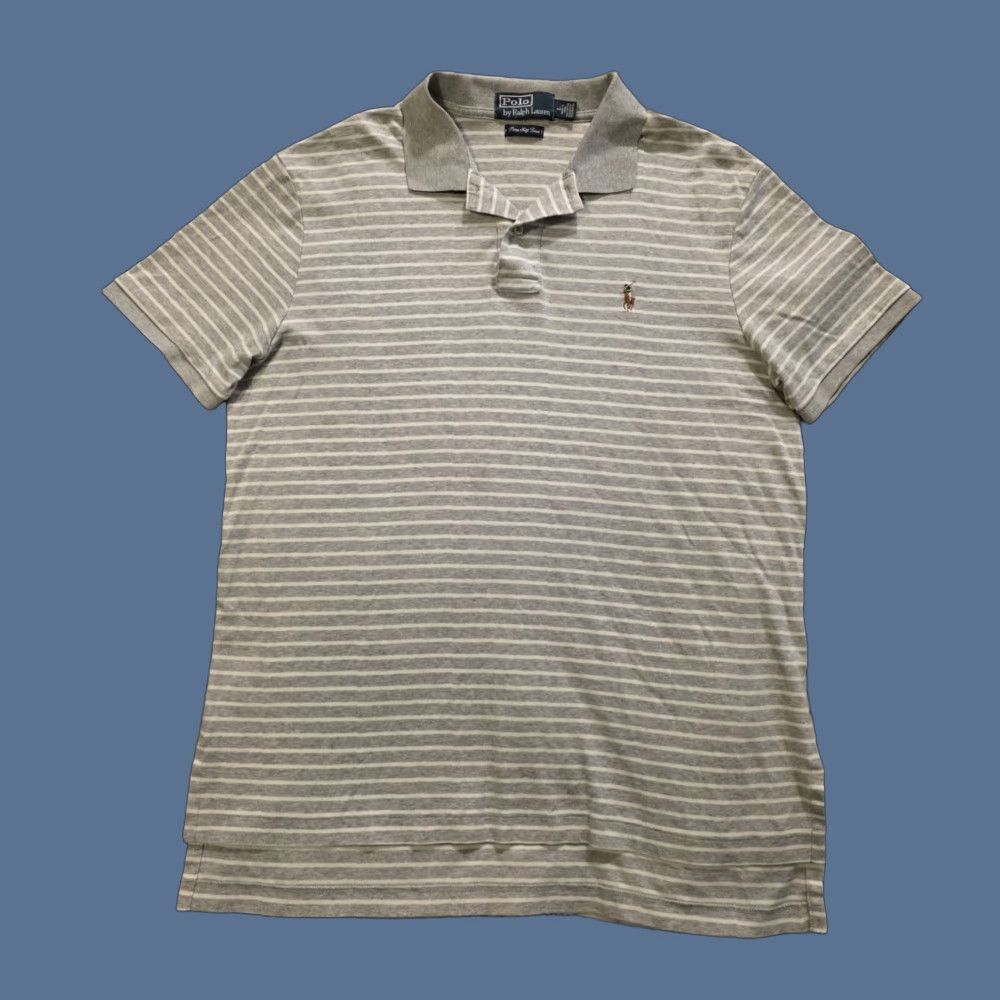Polo Ralph Lauren VINTAGE Polo Ralph Lauren Polo Shirt Striped Gray White Men's Large Short Sleeve Casual Size US L / EU 52-54 / 3 - 1 Thumbnail