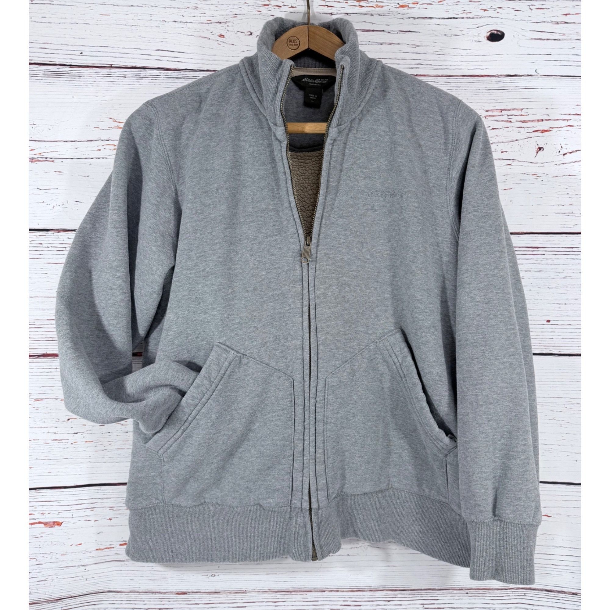 Other Eddie Bauer XL Gray Full-Zip Jacket Sherpa-Lined Cotton Blen Size US XL / EU 56 / 4 - 7 Thumbnail