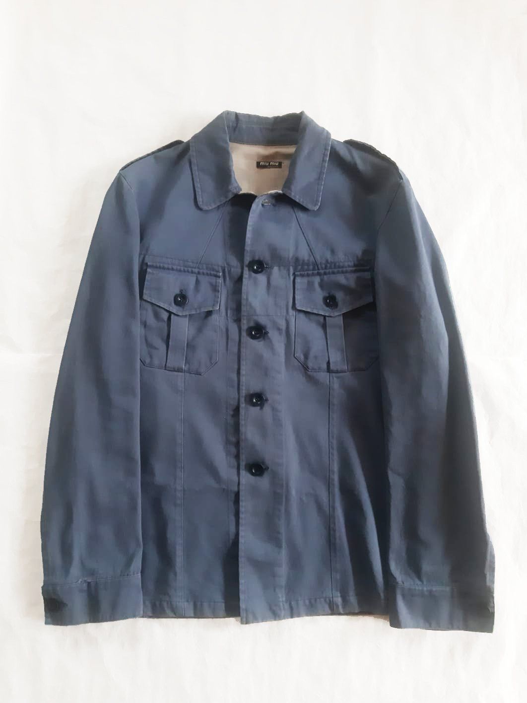 Miu Miu 2000's Vintage Blue Cotton Military Field Jacket