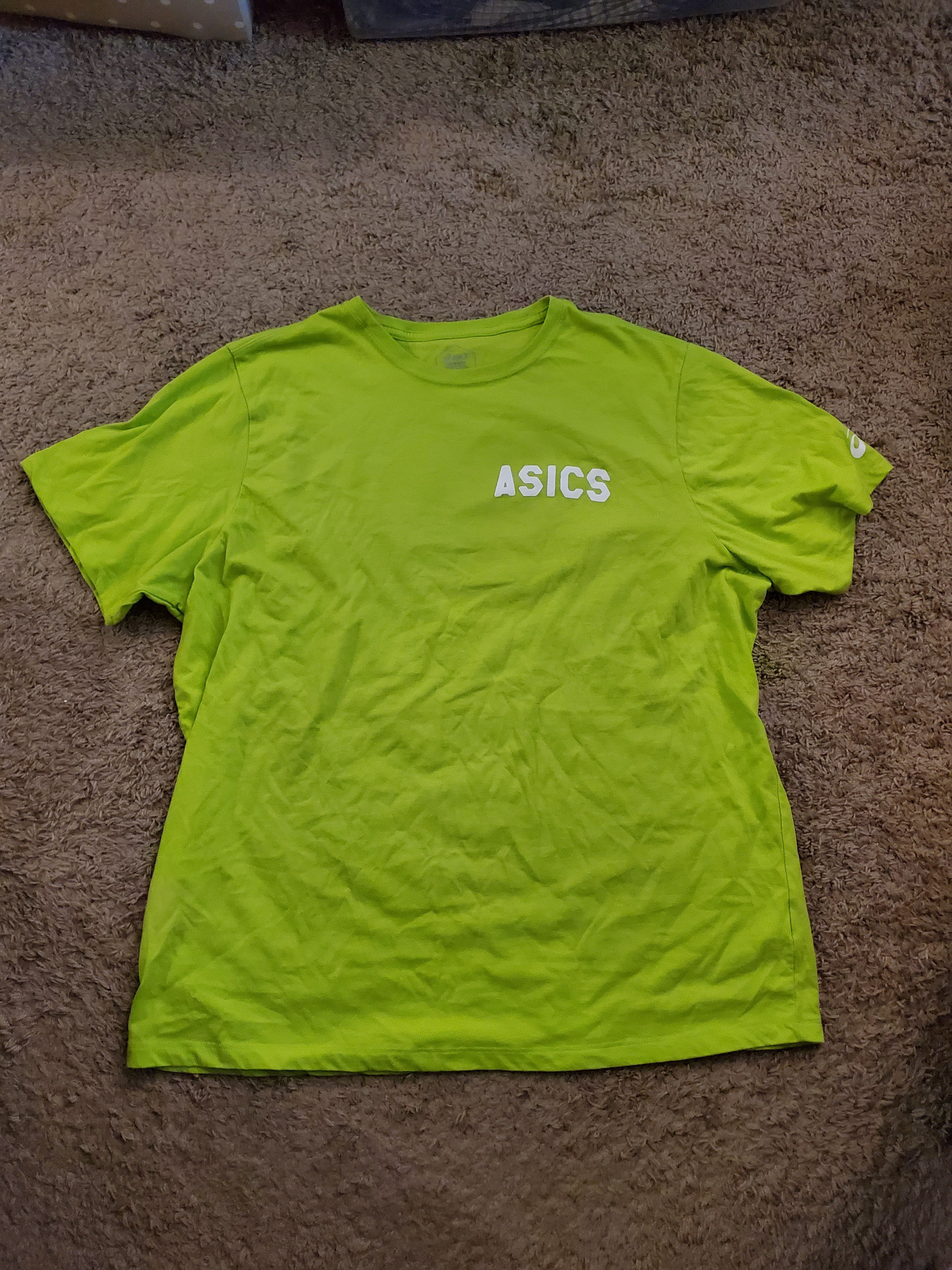 Asics *NWOT* ASICS Men's 2XL Stripes Sunrise Lime Green Tee Size US XXL / EU 58 / 5 - 1 Thumbnail