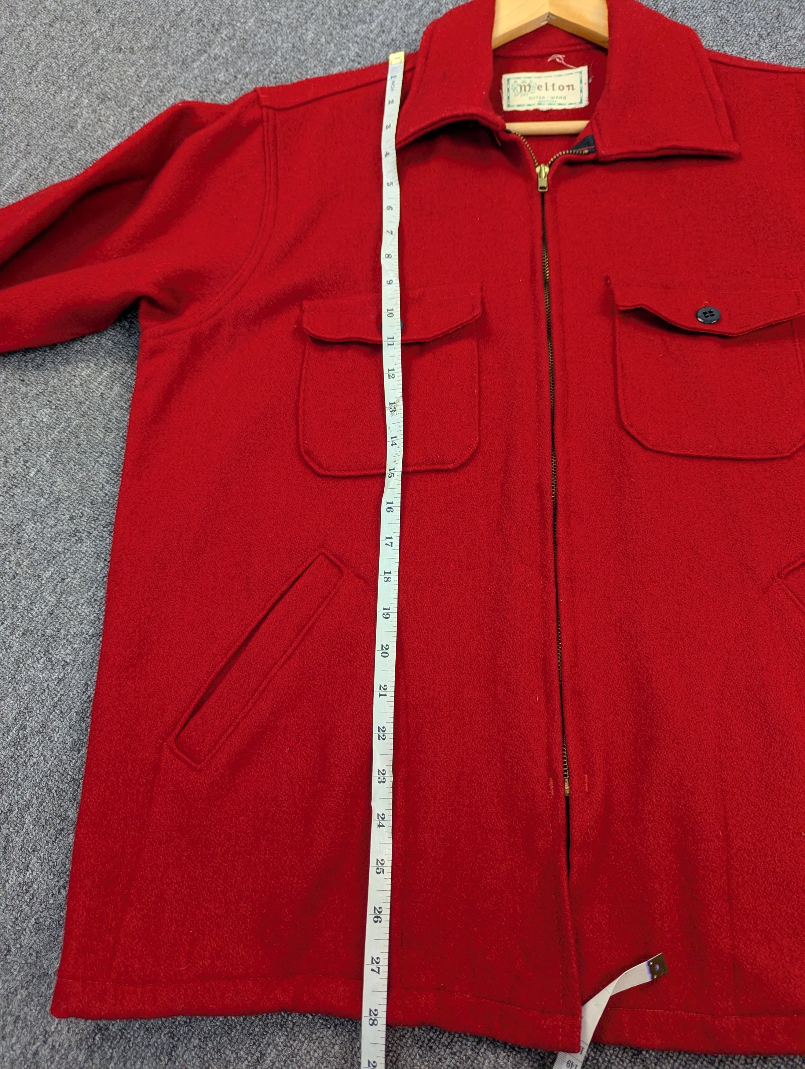 Vintage Vintage 1980s Melton Red Wool Jacket Size US L / EU 52-54 / 3 - 15 Thumbnail