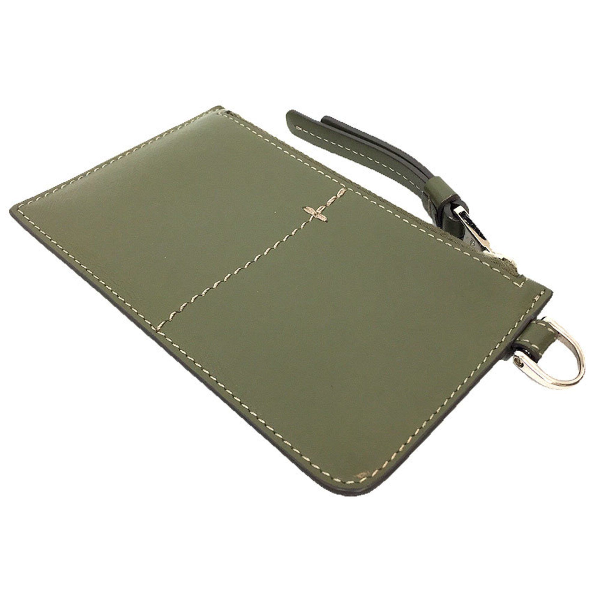 image of Tods Tod's Coin Case Card Leather Khaki Wallet, Women's