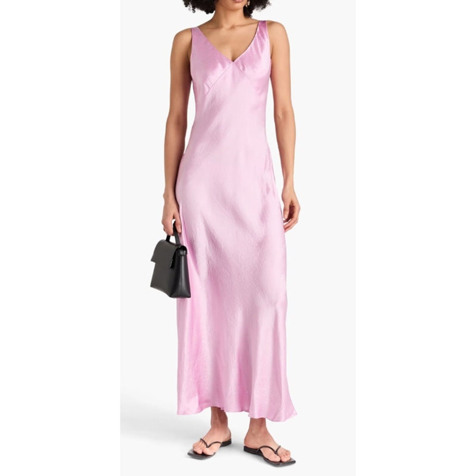 Vince VINCE Crinkled satin maxi dress Lilac Size L / US 10 / IT 46 - 3 Thumbnail