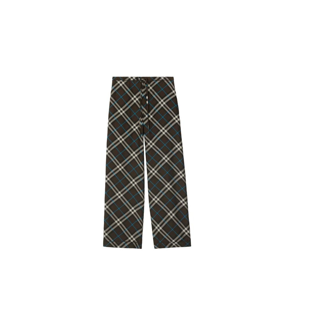 Burberry o1w1db10326 Check Pattern Silk Pants in Multicolor Size 24" / US 00 / IT 34 - 1 Preview