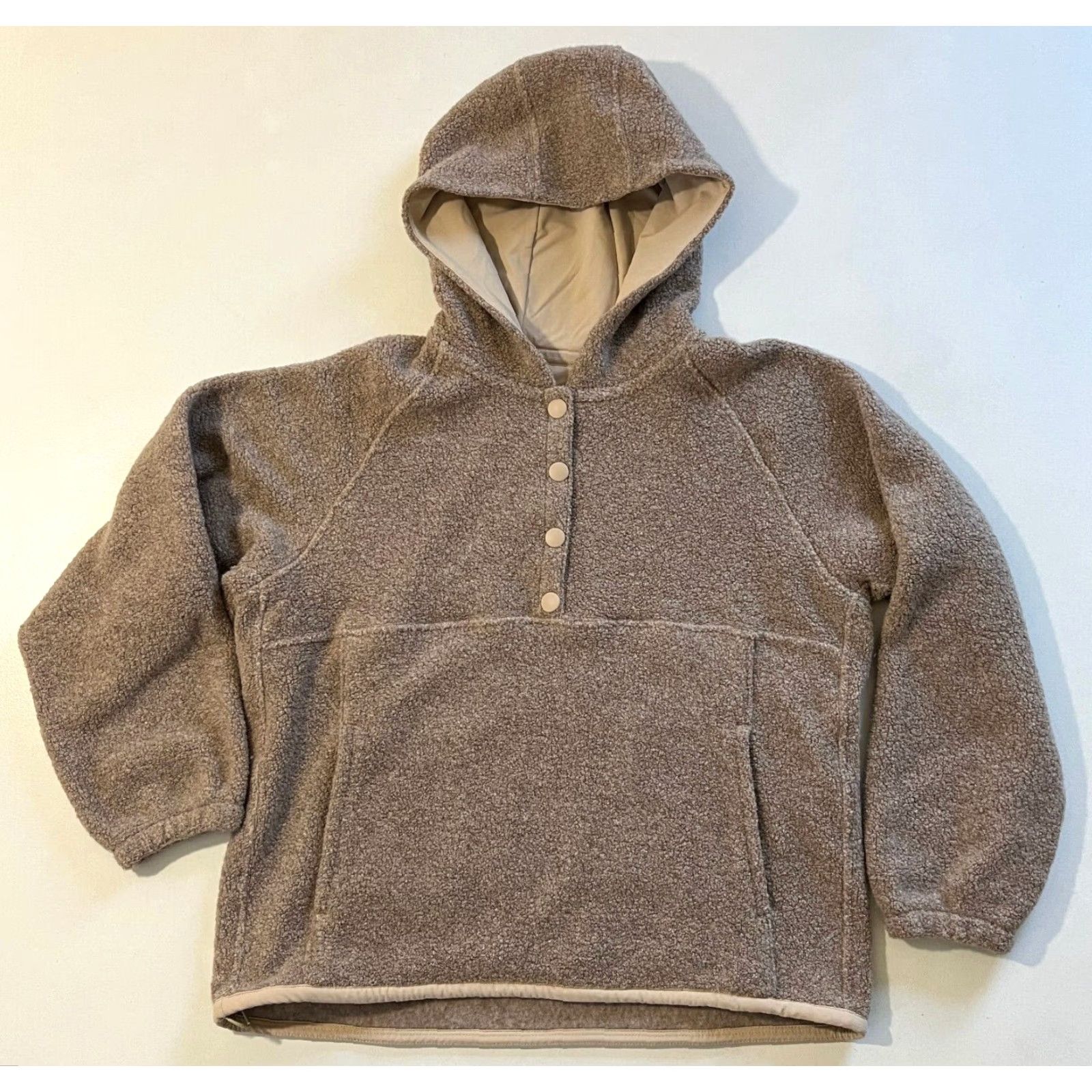 Outdoor Voices VINTAGE Outdoor Voices Hoodie Women's Mega Fleece Snap Up Sz M Beige Wool Blend Fleece Hooded Pockets 63% Wool, 24% Nylon, 13% Polyester Size M / US 6-8 / IT 42-44 - 5 Thumbnail