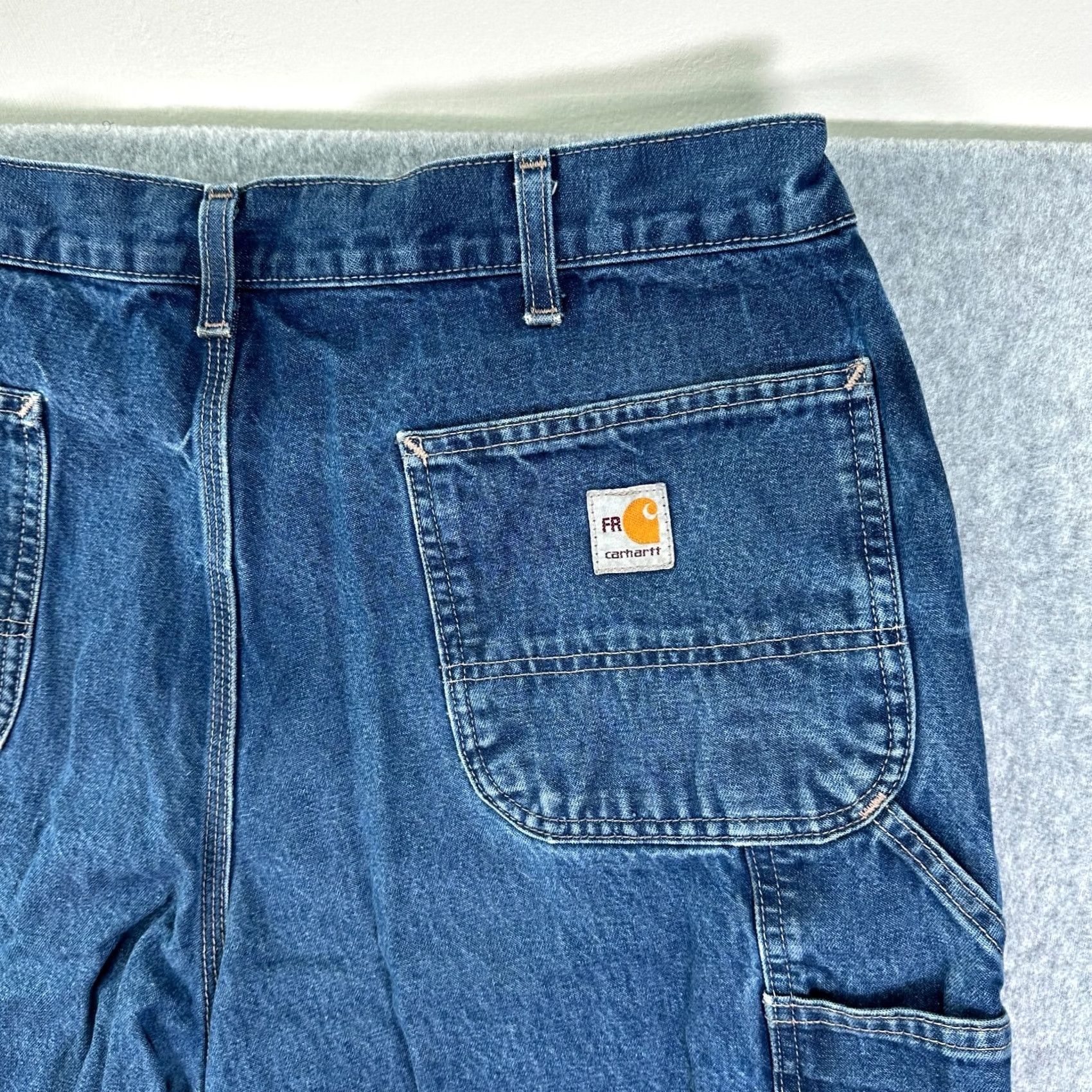 Carhartt Carhartt Jeans Blue Men 38X34 Original Fit Denim Distressed Straight 5-Pocket Button Closure FR Mexico Made In provenance? Size US 38 / EU 54 - 2 Thumbnail